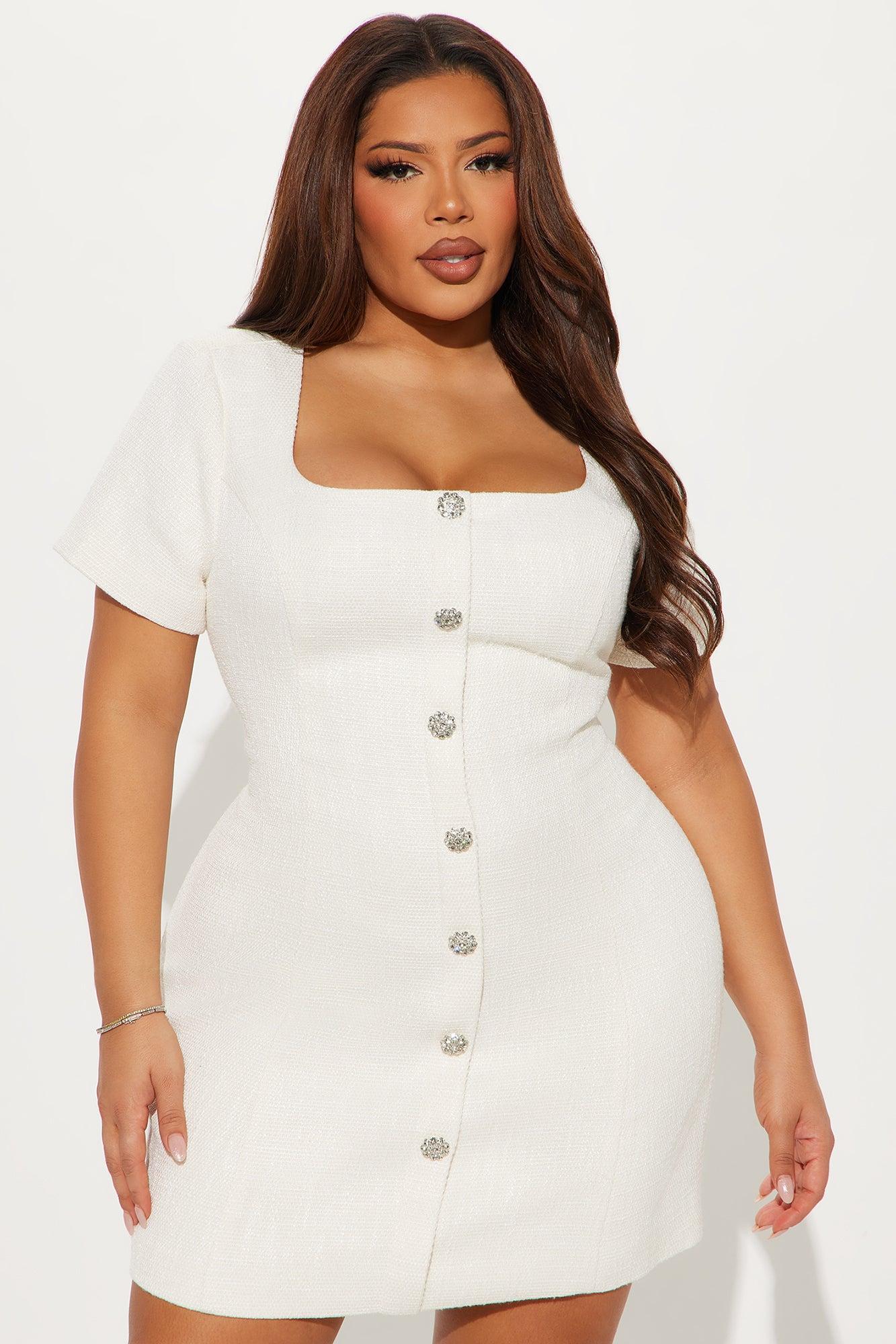 Alora Tweed Mini Dress - Cream Product Image