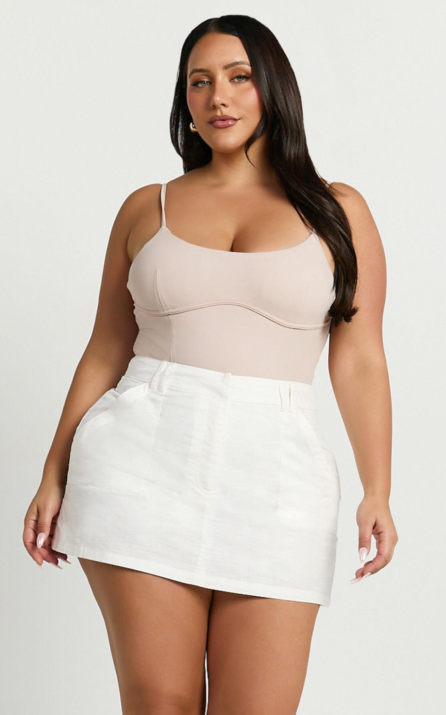 Dream Linen Blend Skort - High Waisted A Line Skort in Off White Product Image