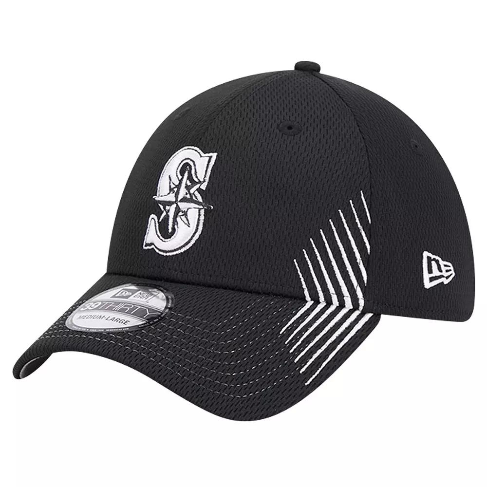 Men's New Era Black Seattle Mariners Active Dash Mark 39THIRTY Flex Hat, Size: Large/XL Product Image
