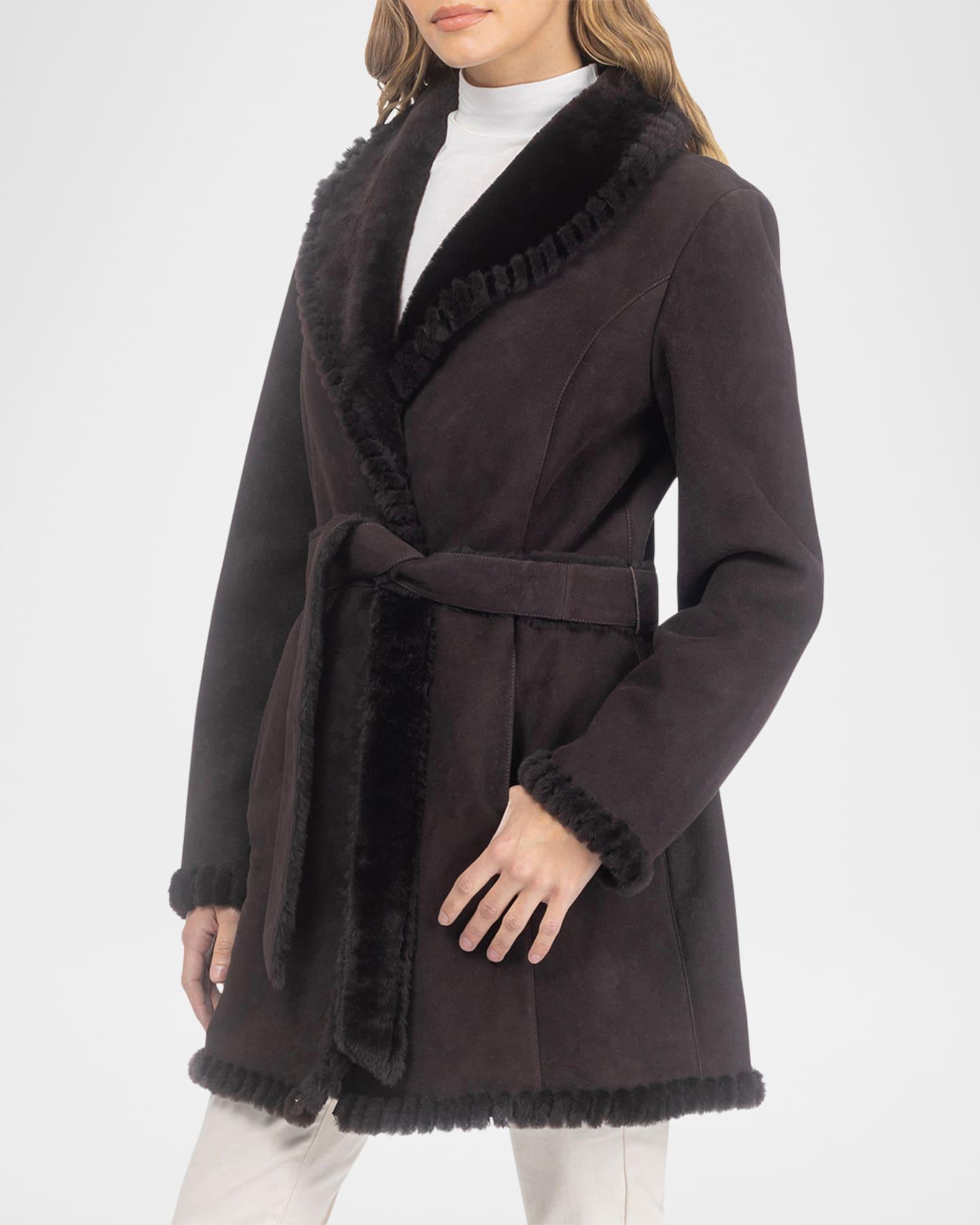 Merino Shearling Lamb Belted Stroller With Whipstitch Trim Product Image