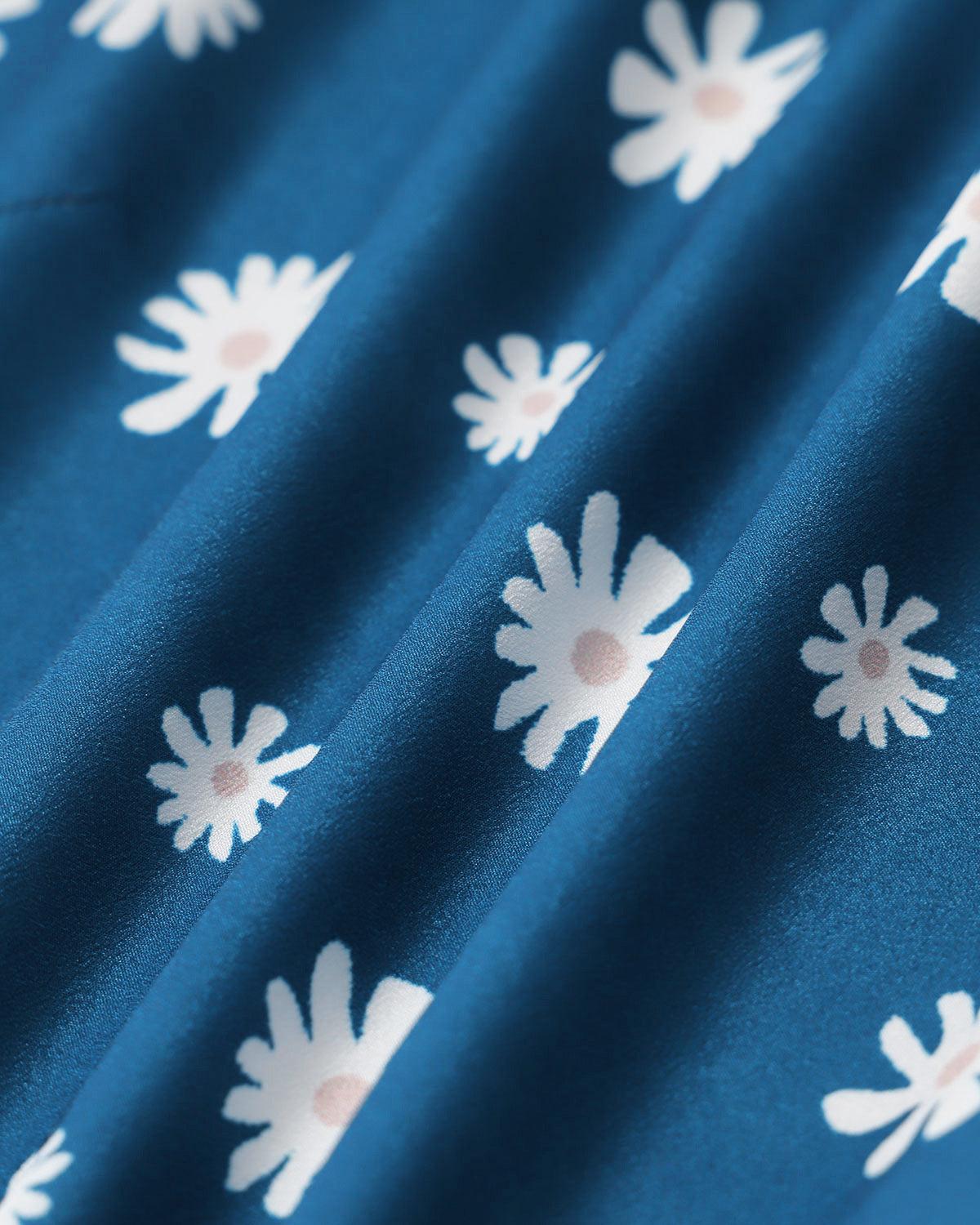 Blue Floral A-Line Wrap Mini Dress Product Image