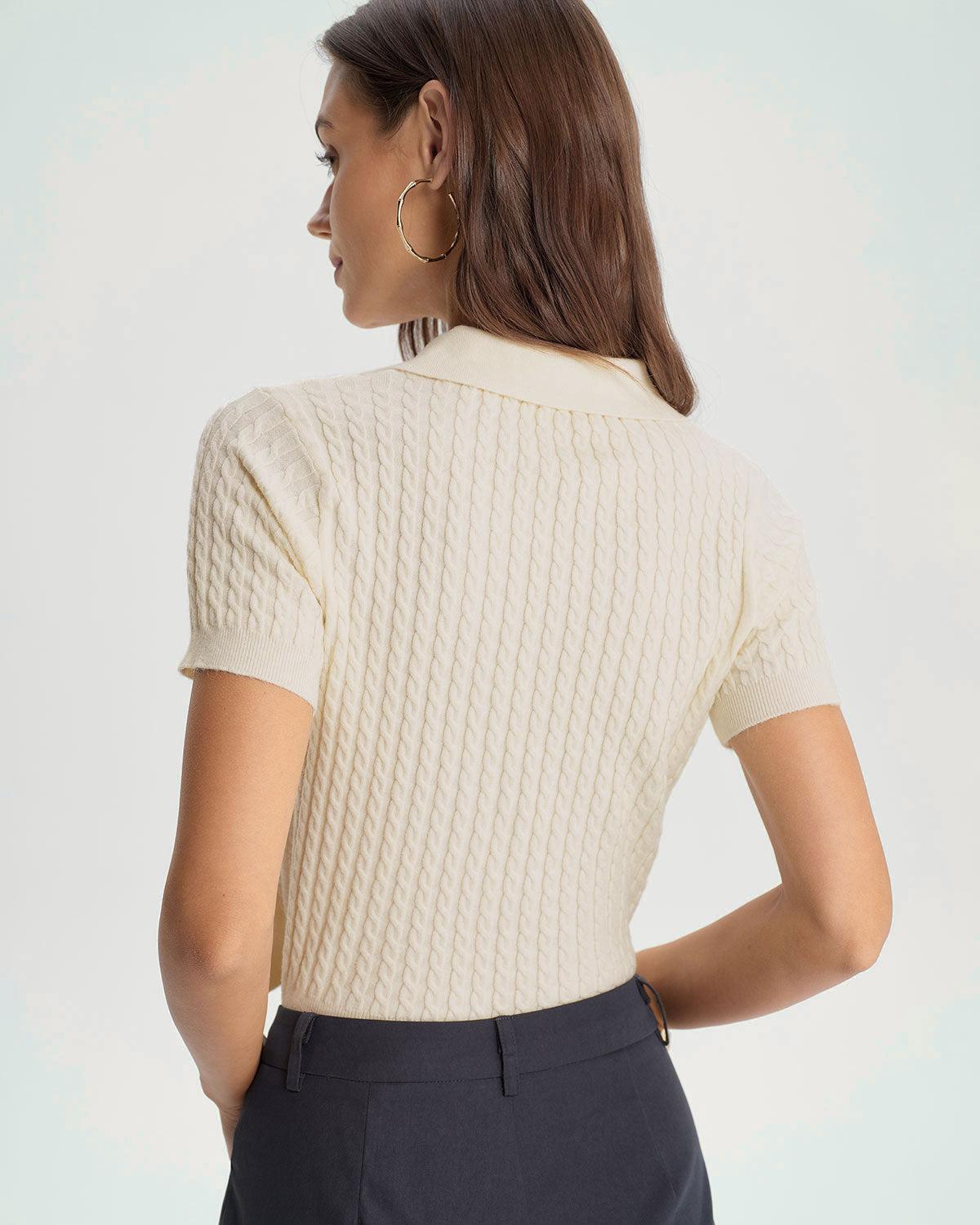Apricot Collared Knit Tee Product Image