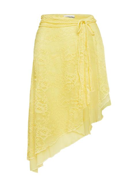 Fantasize Lace Midi Skirt Yellow Product Image