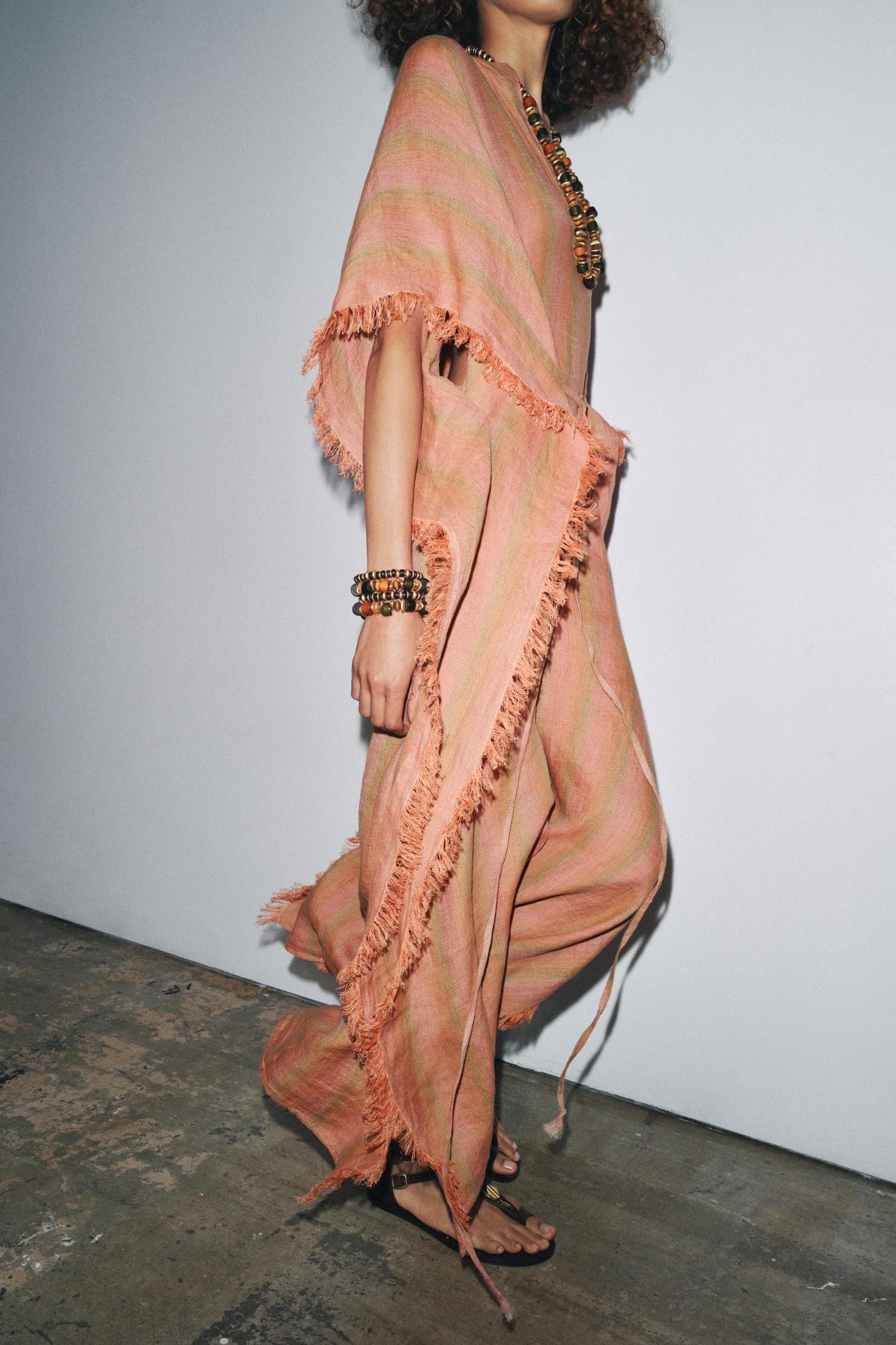 100% LINEN MULTI-POSITION KAFTAN DRESS ZW COLLECTION Product Image