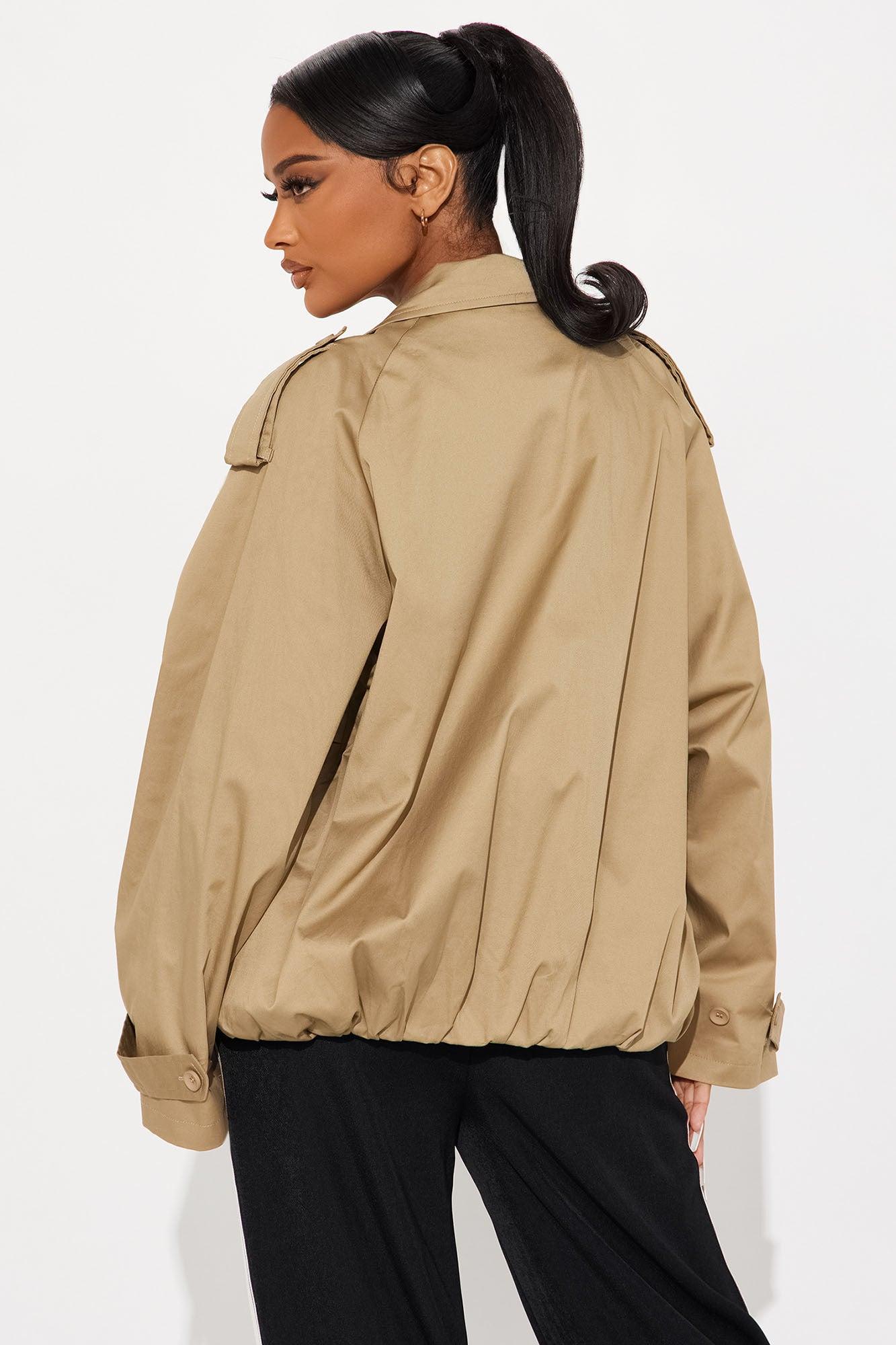 Marie Cropped Bubble Trench - Taupe Product Image