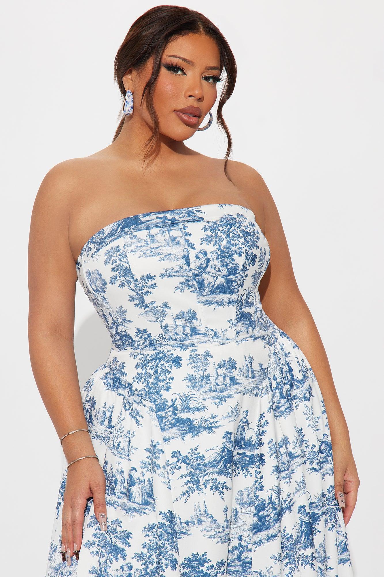 Marielle Floral Maxi Dress - White/Blue Product Image