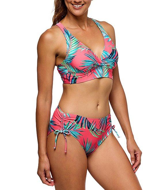 Next by Athena Tropicana Destination Palm Leaf Print Side Cinch Mid Rise Hipster Swim Bottom Product Image