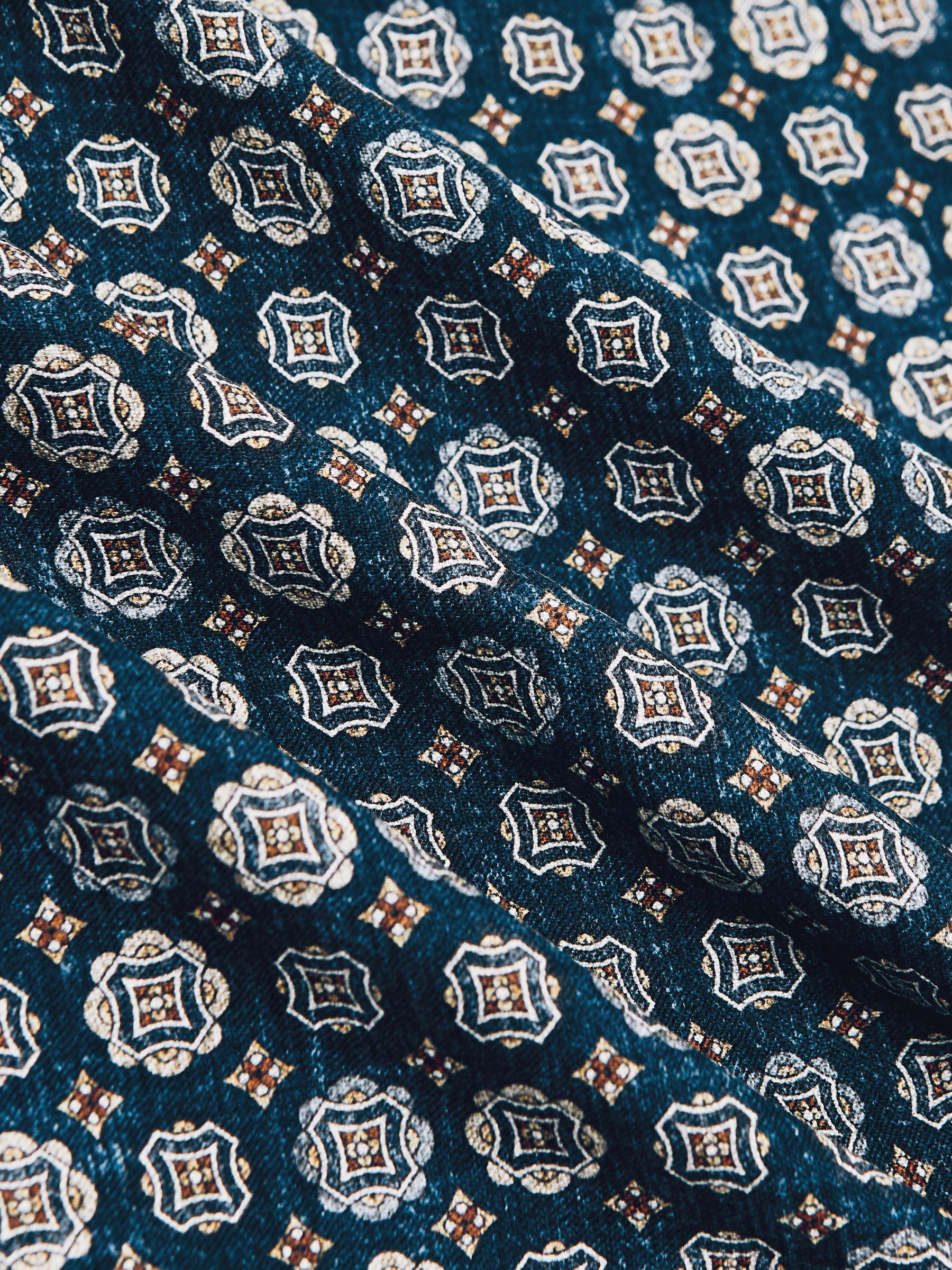Silk Medallion Print Pocket Square in Indigo Melange Product Image