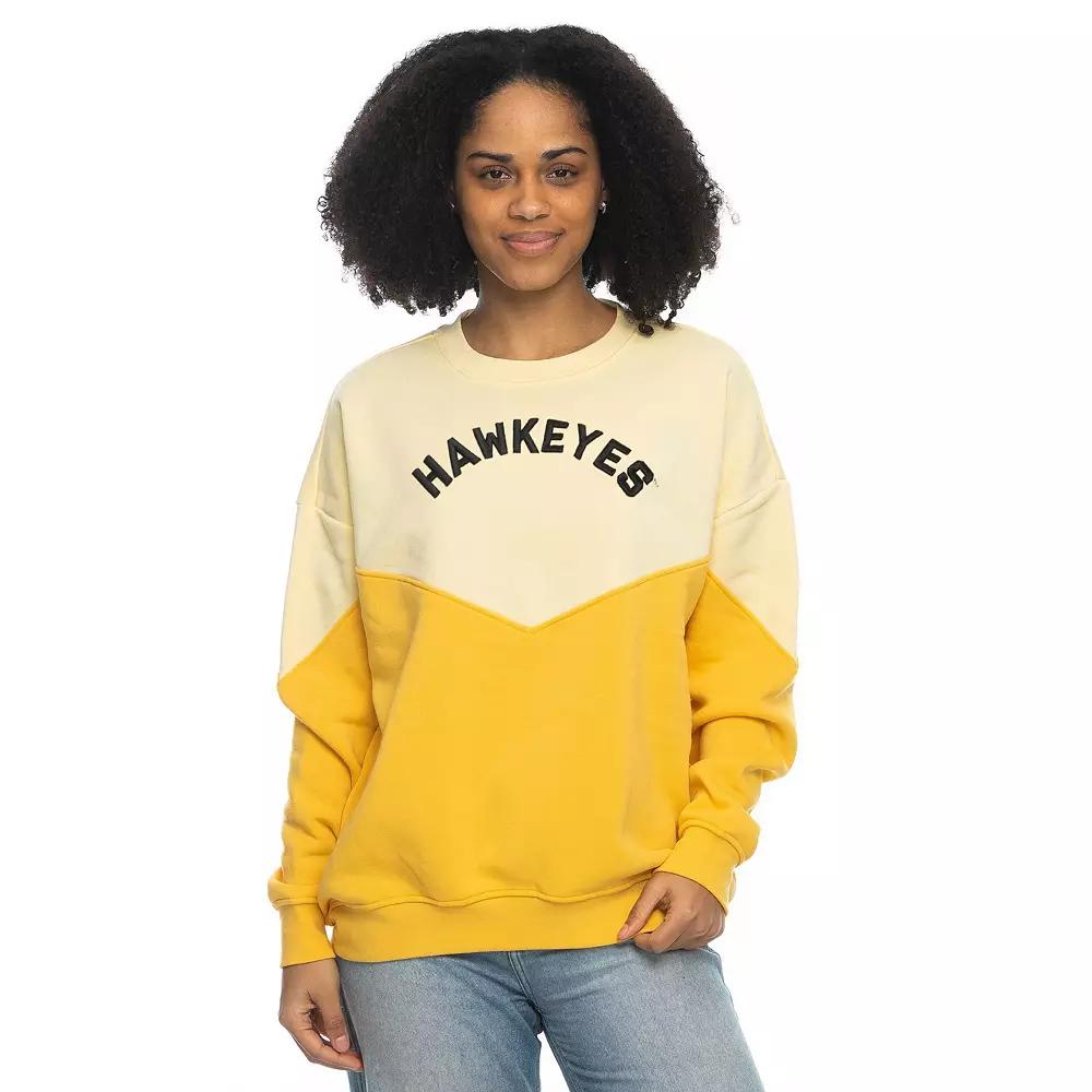 Women's ZooZatz Cream Iowa Hawkeyes Bestie Oversized Pullover Sweatshirt, Size: Large, Beige Product Image