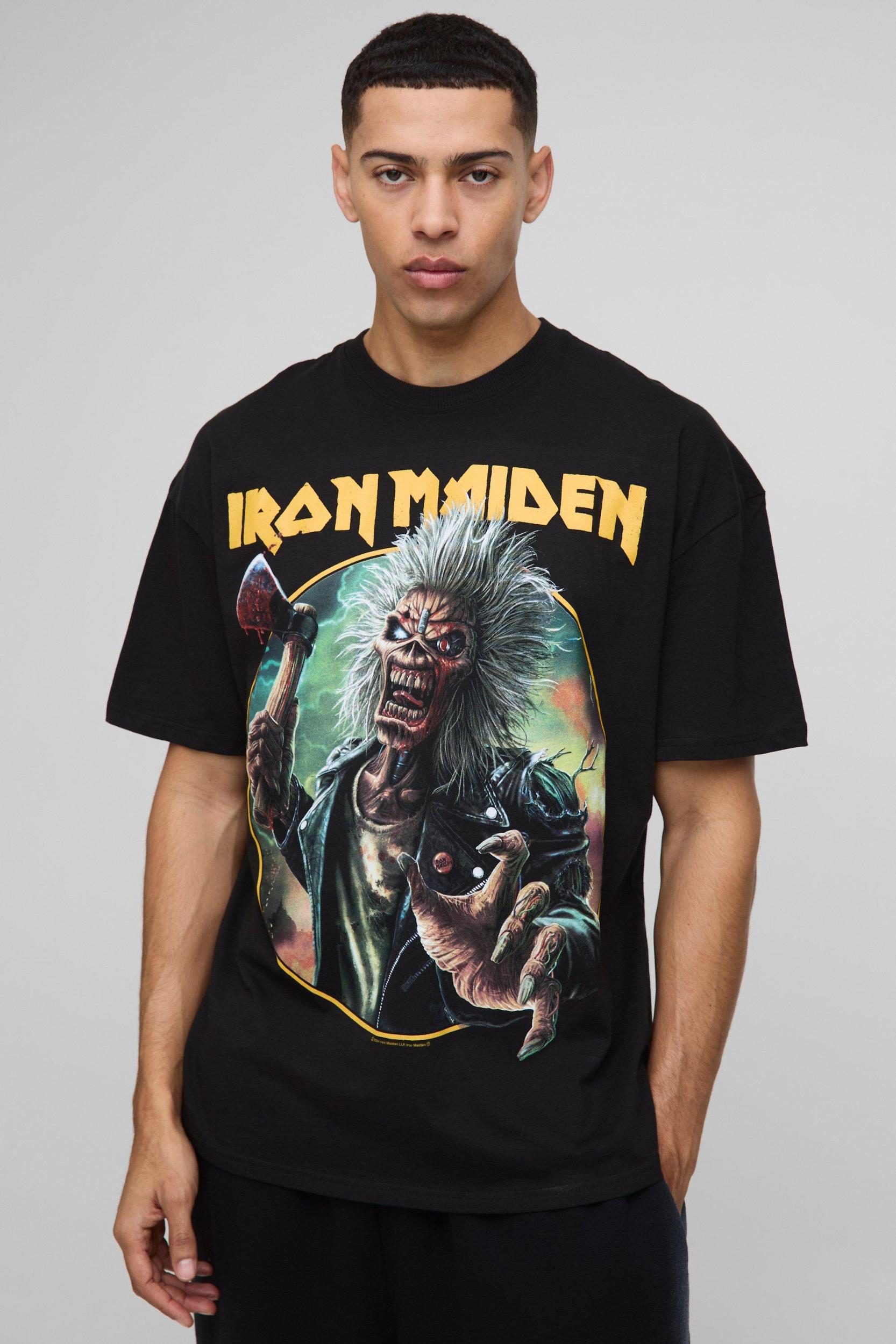 Oversized Iron Maiden License T-Shirt | boohooMAN USA Product Image