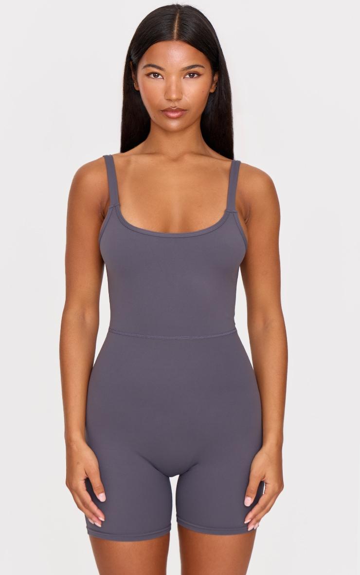 Charcoal Sculpt Low Back Strappy Unitard Product Image