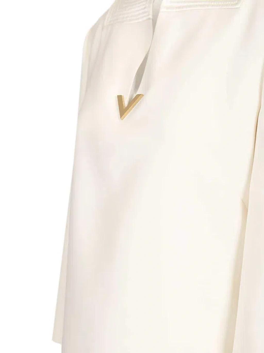 VALENTINO Embellished Silk Satin-trimmed Wool And Silk-blend Crepe Mini Dress In White Product Image