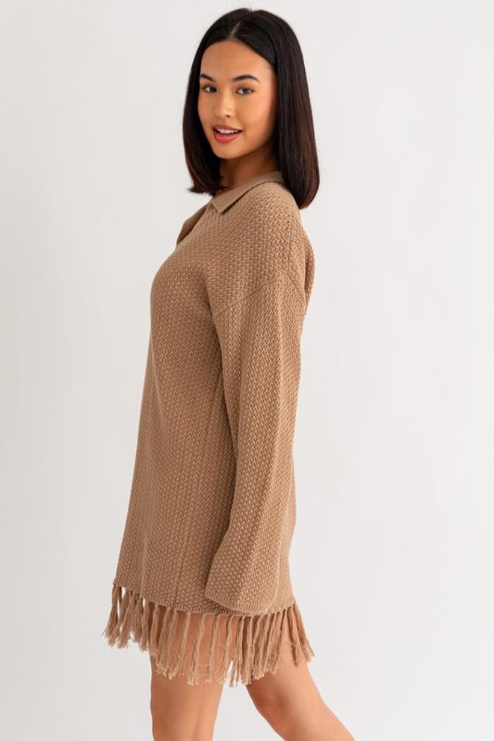 Fringe Trim Knit Dress Product Image