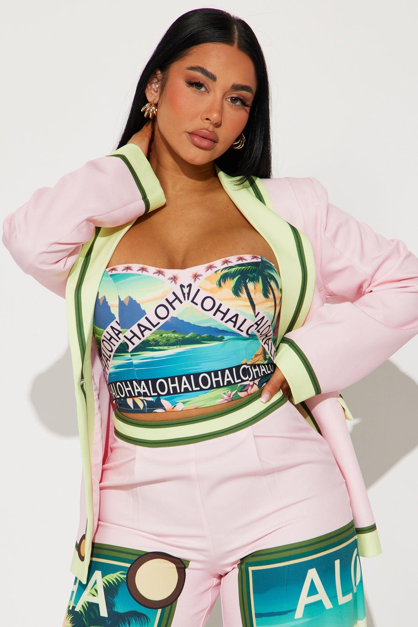 Tropical Bliss 3 Piece Pant Set - Pink/combo Product Image