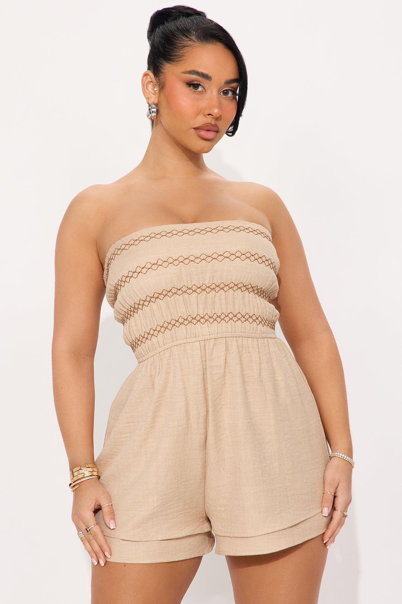 Fine Time Romper Set - Taupe Product Image