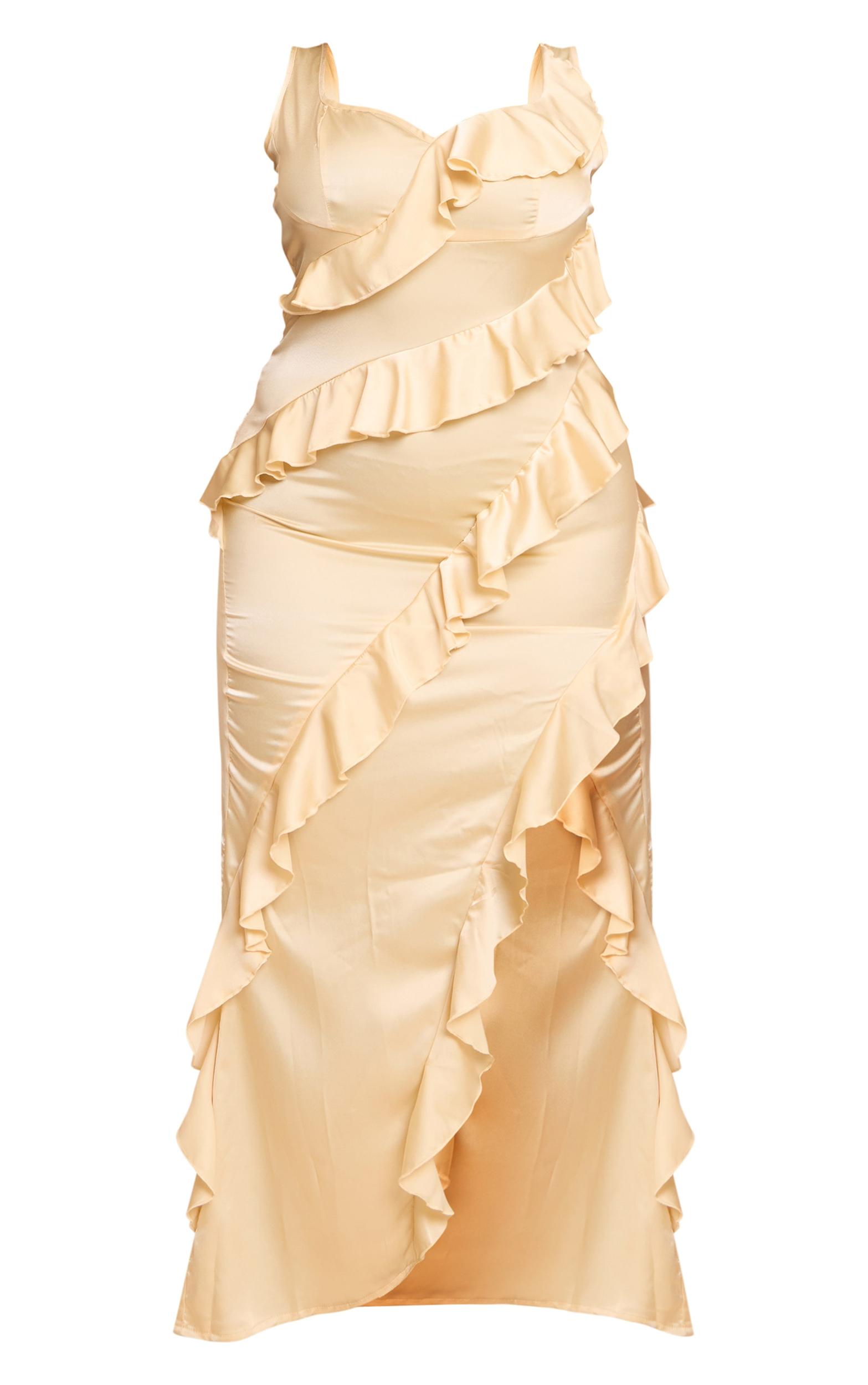 Plus Yellow Ruffle Tiered Maxi Dress Product Image