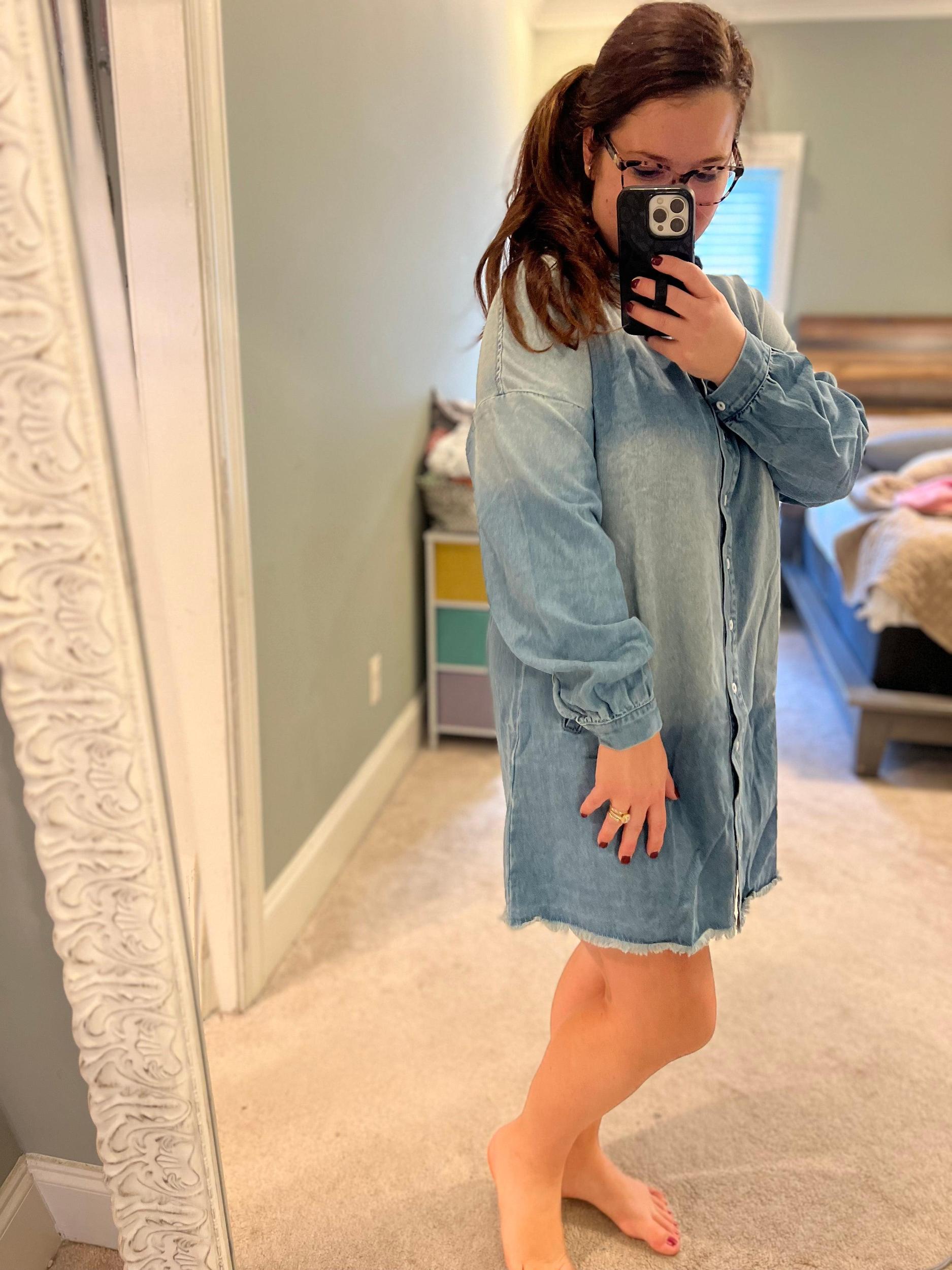 Denim Frayed Dress Product Image