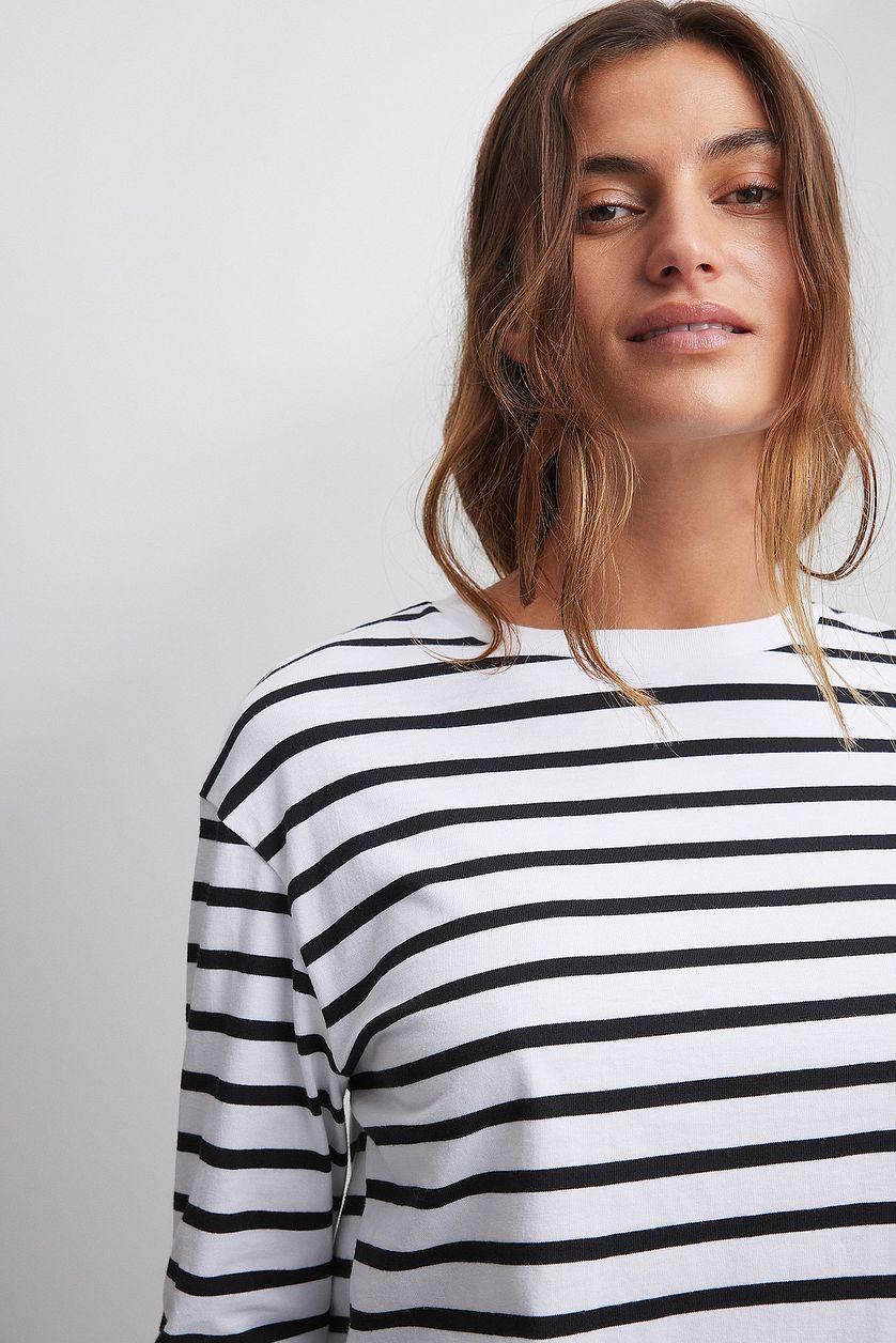 Striped Oversized Long Sleeved Top Product Image