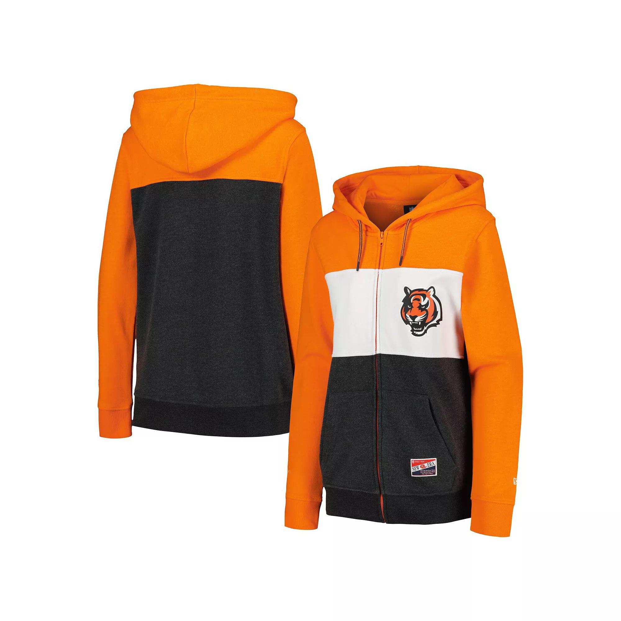 Women's New Era Orange Cincinnati Bengals Color-Block Full-Zip Hoodie, Size: 2XL Product Image