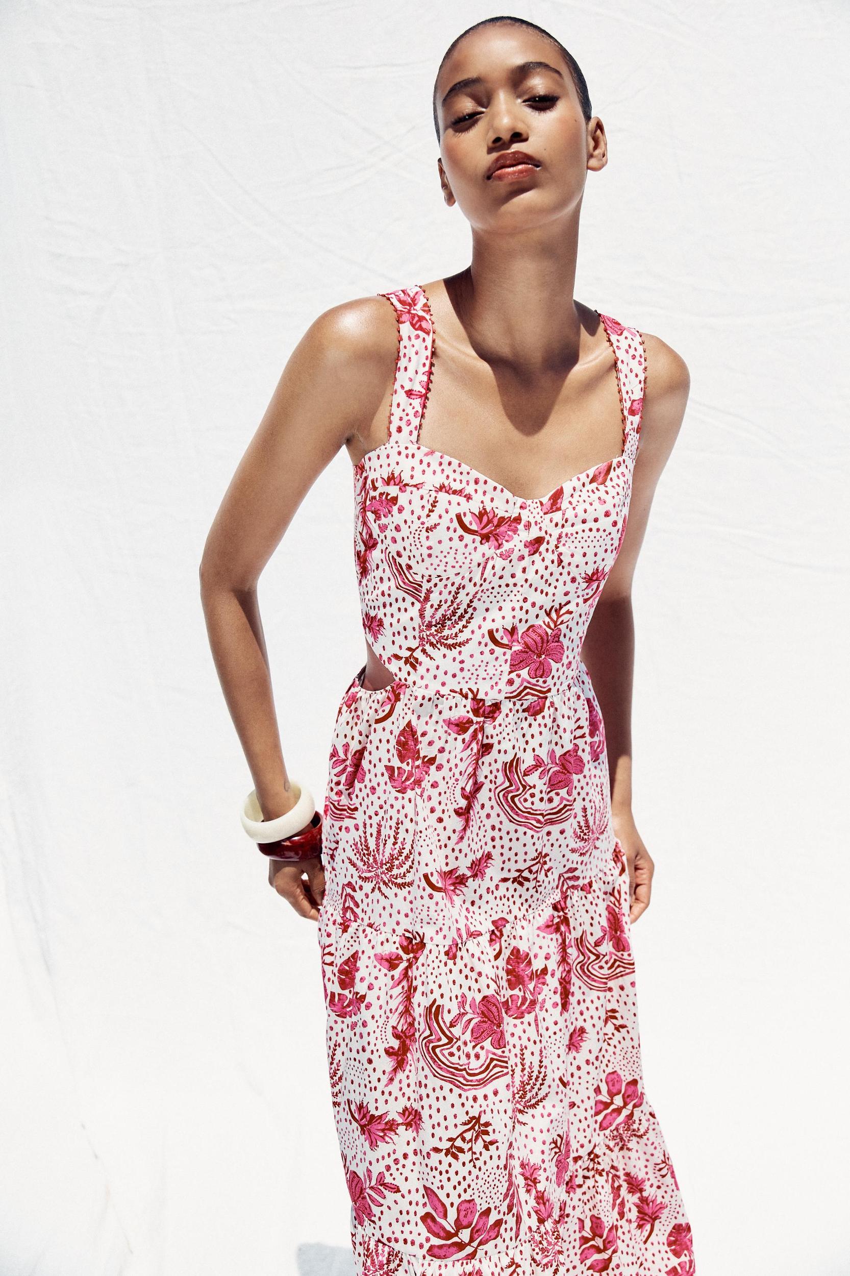 PRINTED CUT OUT MIDI DRESS Product Image
