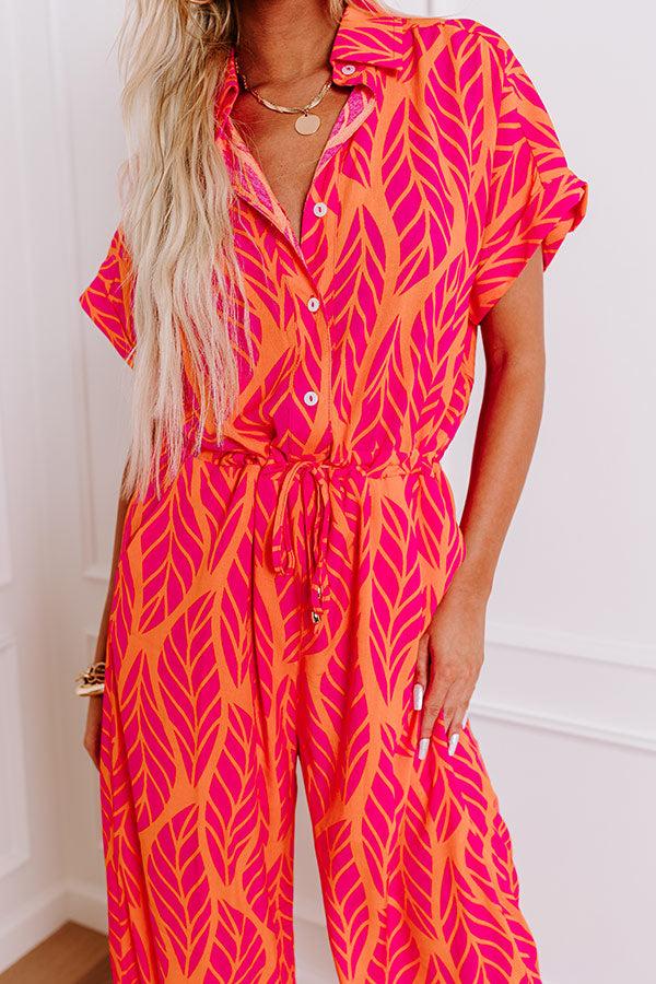 Set For Vacay Jumpsuit in Hot Pink Product Image