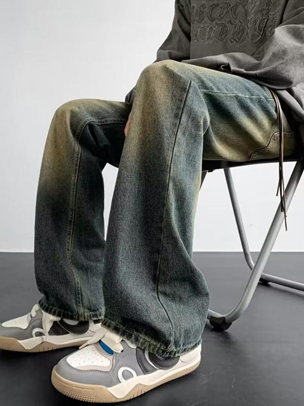 Men's Hip Pop Distressed Loose Jeans Product Image