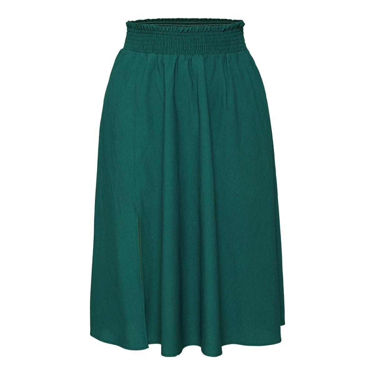 Plus Size Plain Pocket Shirred Split Side Flutter Skirt Women Cyan Casual Plain No stretch Pocket Dailywear Skirts BloomChic 22-24/3X Product Image