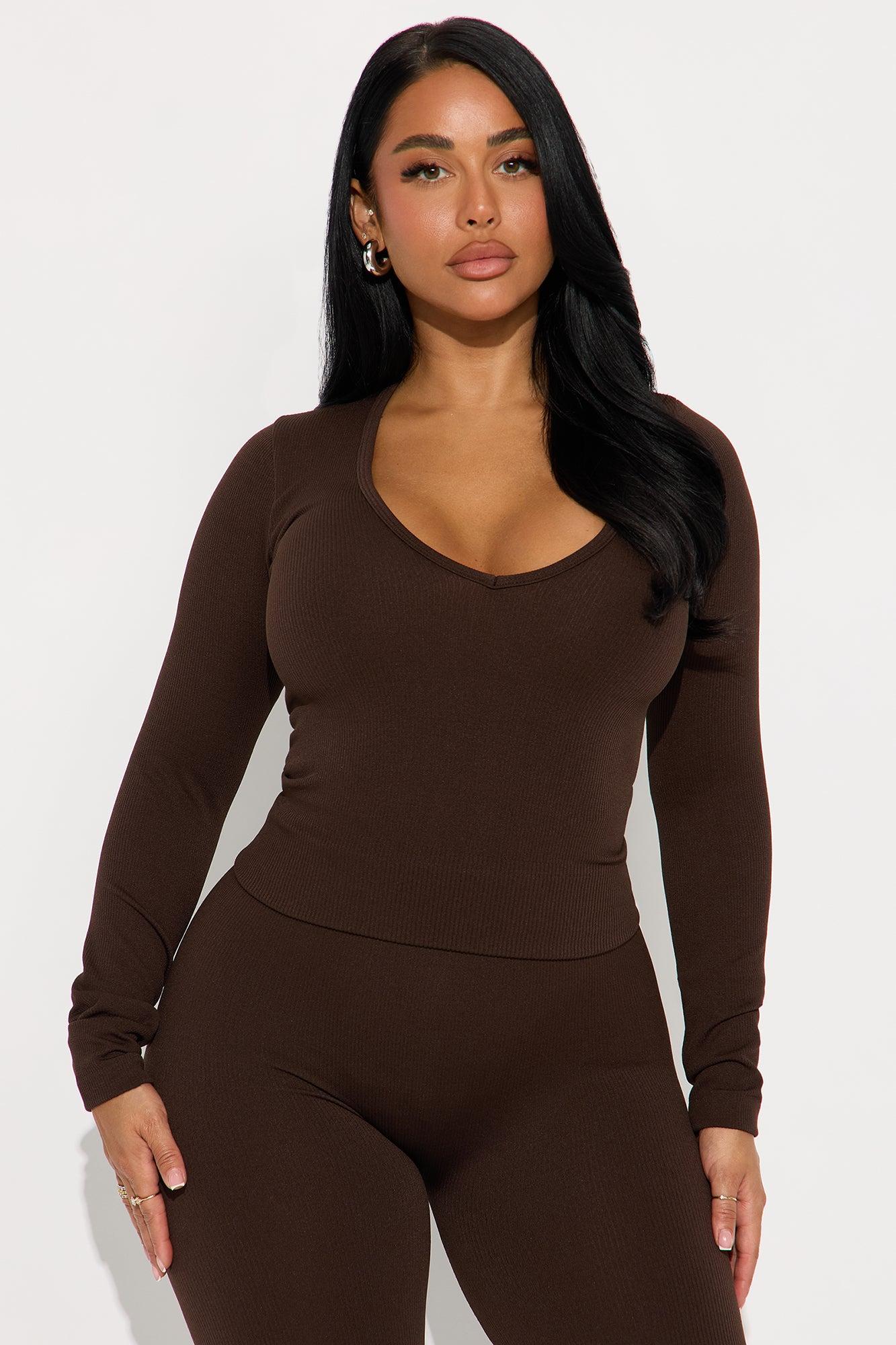 Sara Seamless Leggings Set - Chocolate Product Image