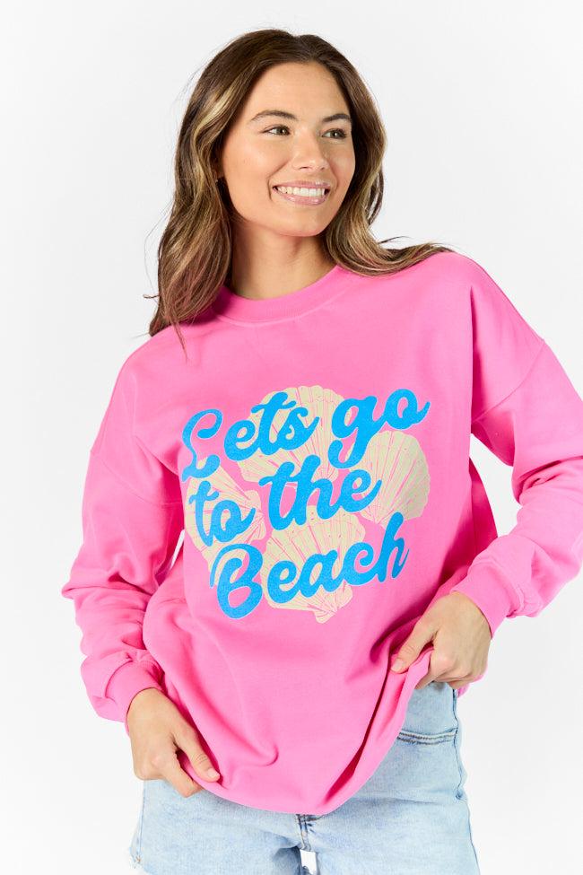 Let's Go To The Beach Pink Graphic Sweatshirt Product Image