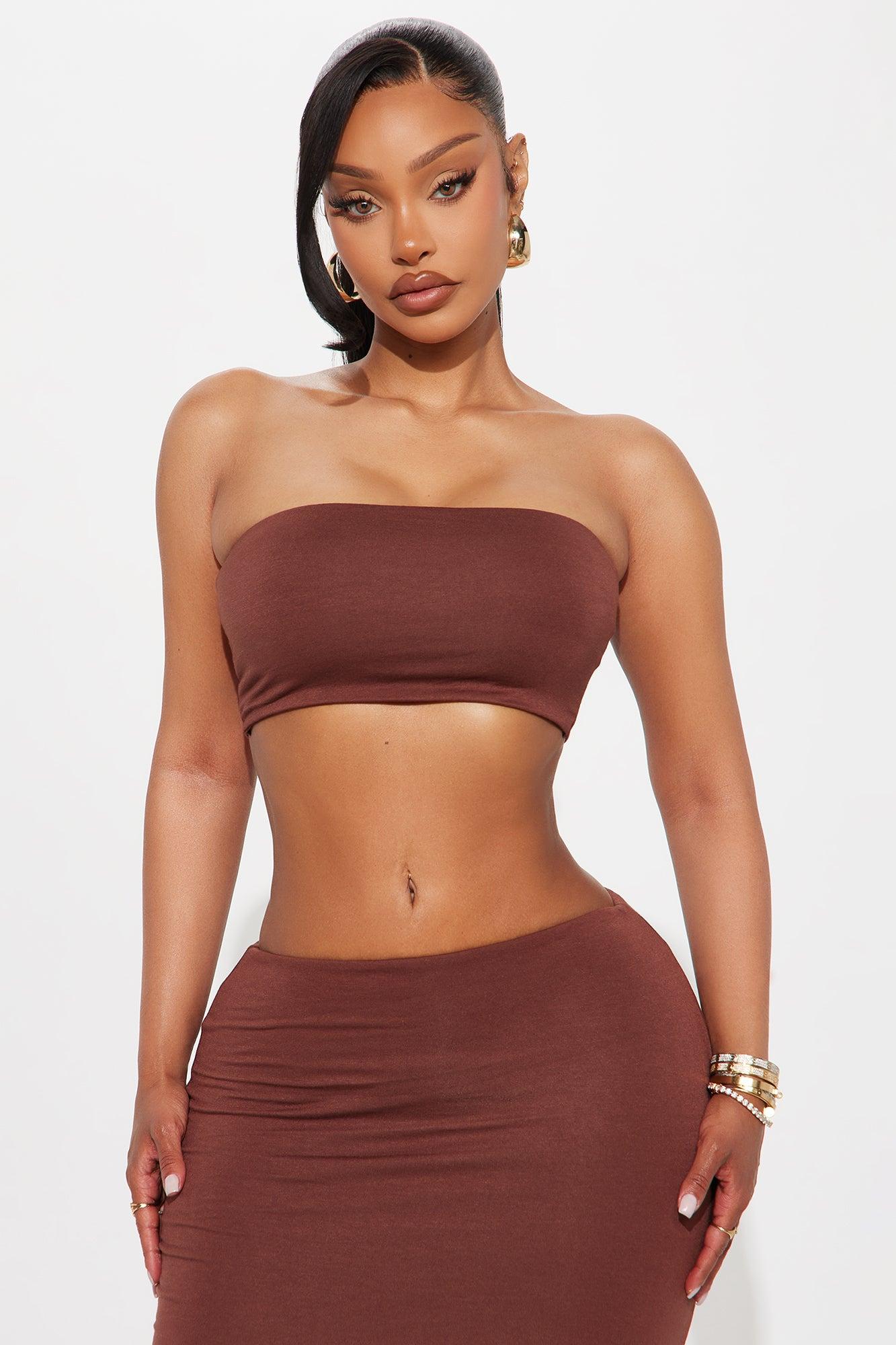 Another Time Double Lined Skirt Set - Chocolate Female Product Image