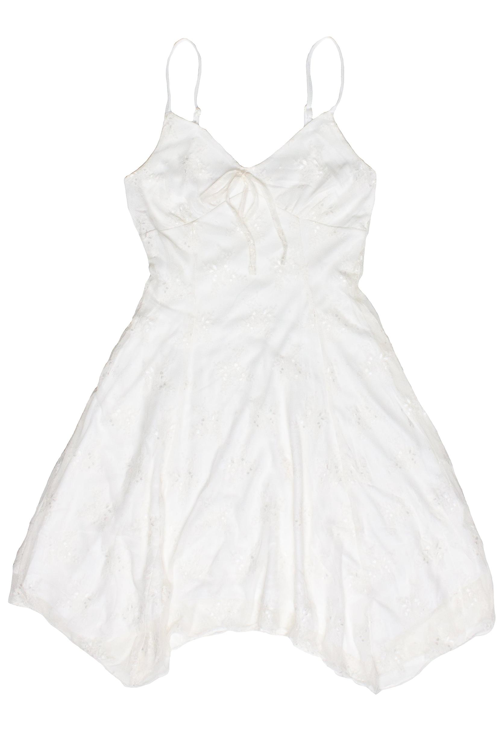 Floral Mesh Lace Hanky Hem Mini Dress Product Image