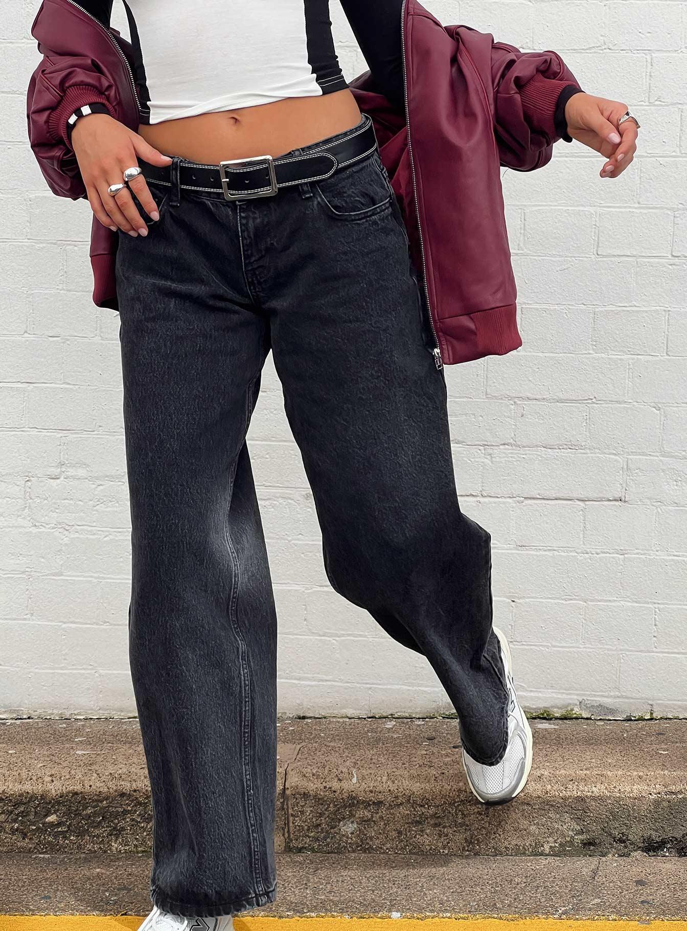 Ellanor Low Rise Straight Leg Jean Washed Black Product Image