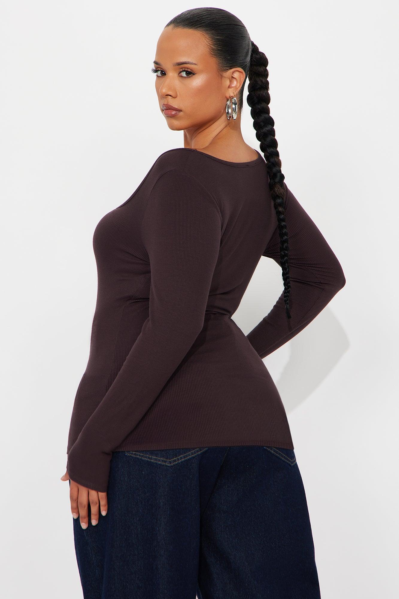 Issa Ribbed Top - Chocolate Female Product Image