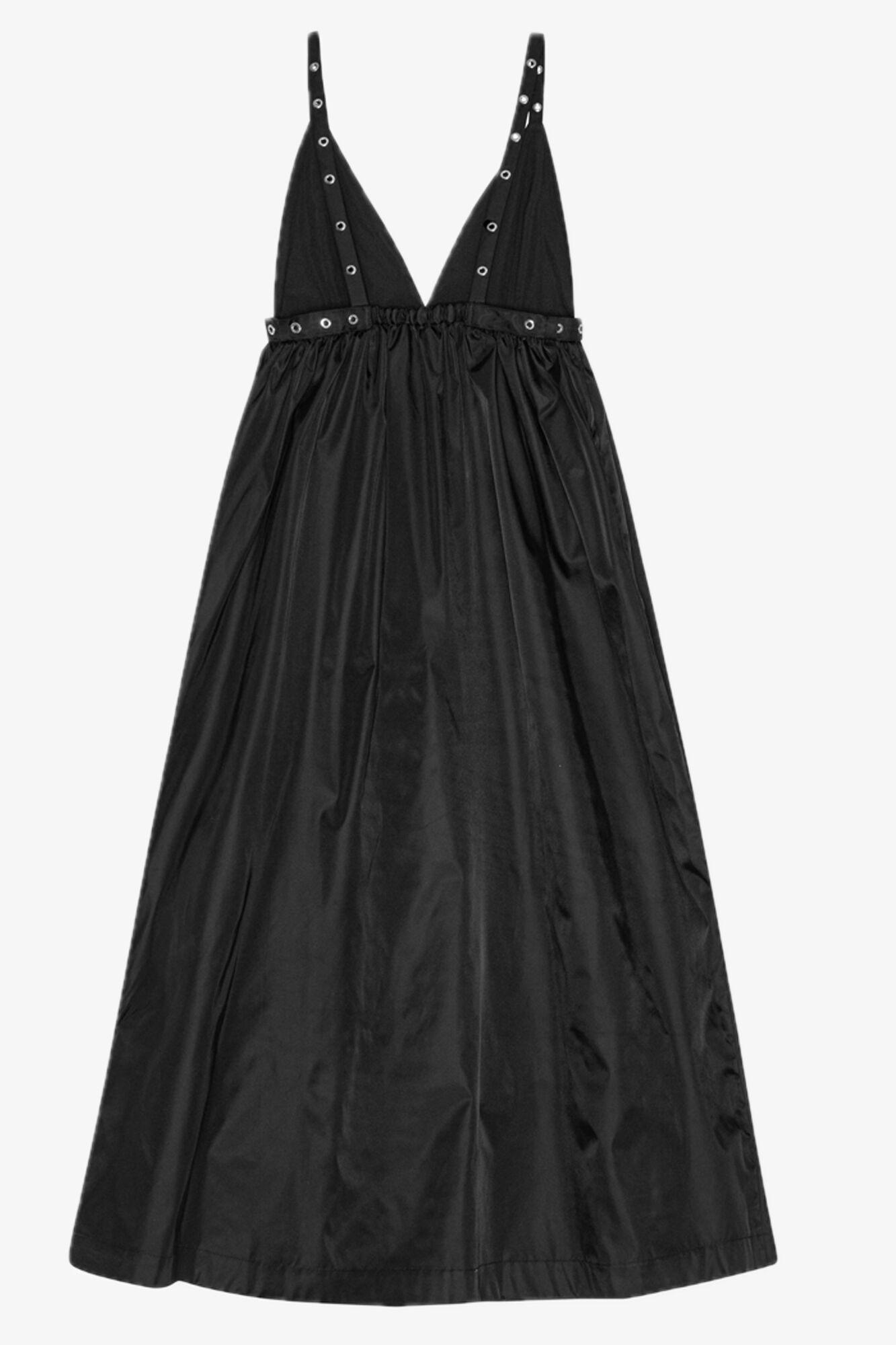 Black Duchesse Nylon Strap Dress Product Image