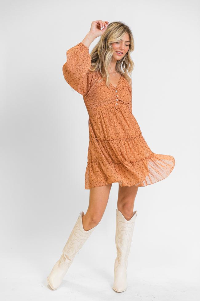 Next Time Brown Printed Mini Dress FINAL SALE Product Image