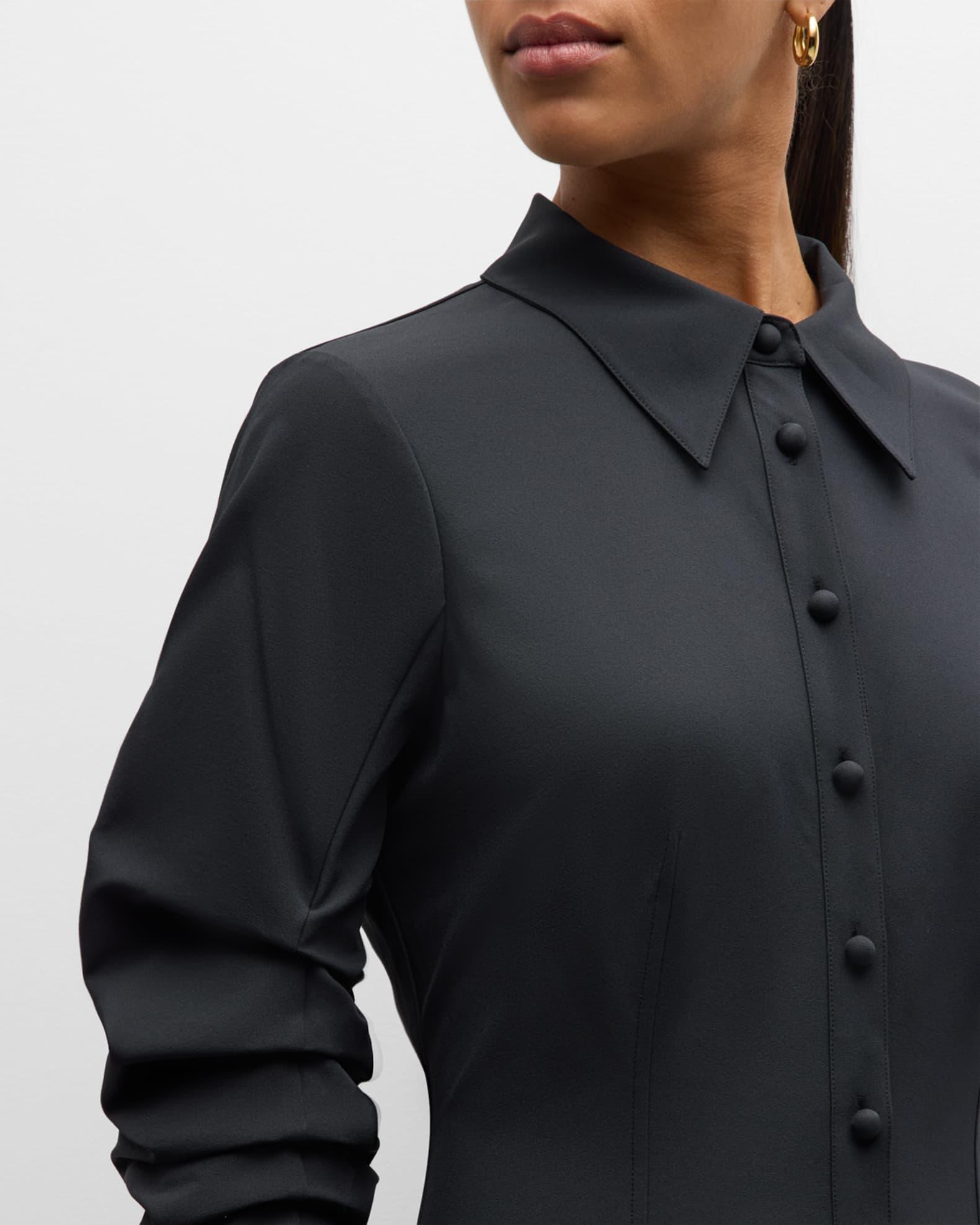 Lucilla Topstitched Pleated-Hem Mini Shirtdress Product Image