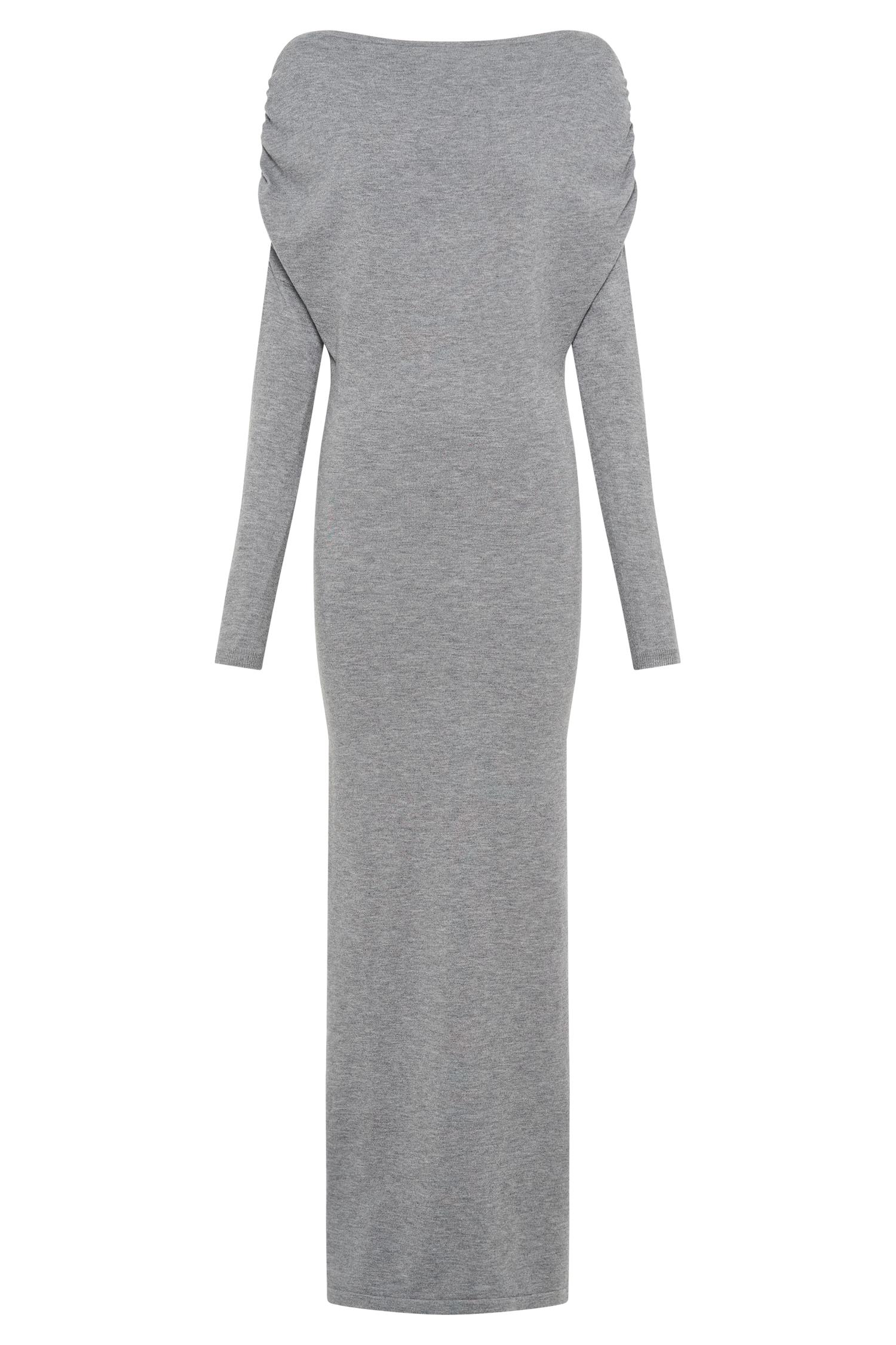 Jessie Cowl Neck Knit Midi Dress - Charcoal Marle Product Image