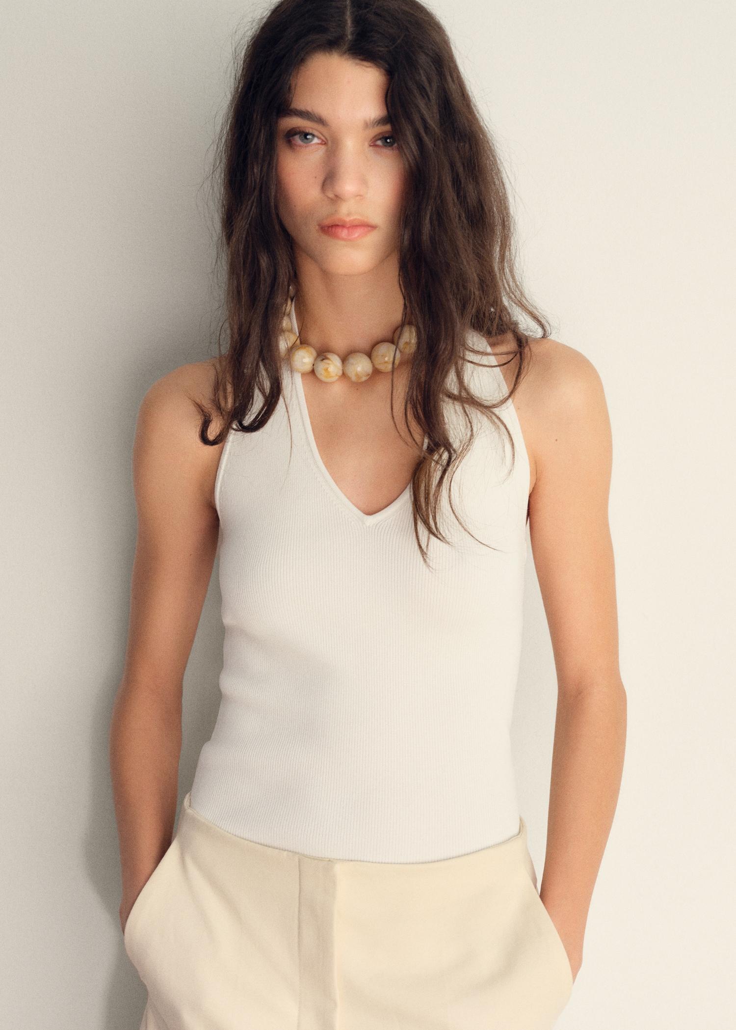 Ribbed halter-neck top - Women | MANGO USA Product Image