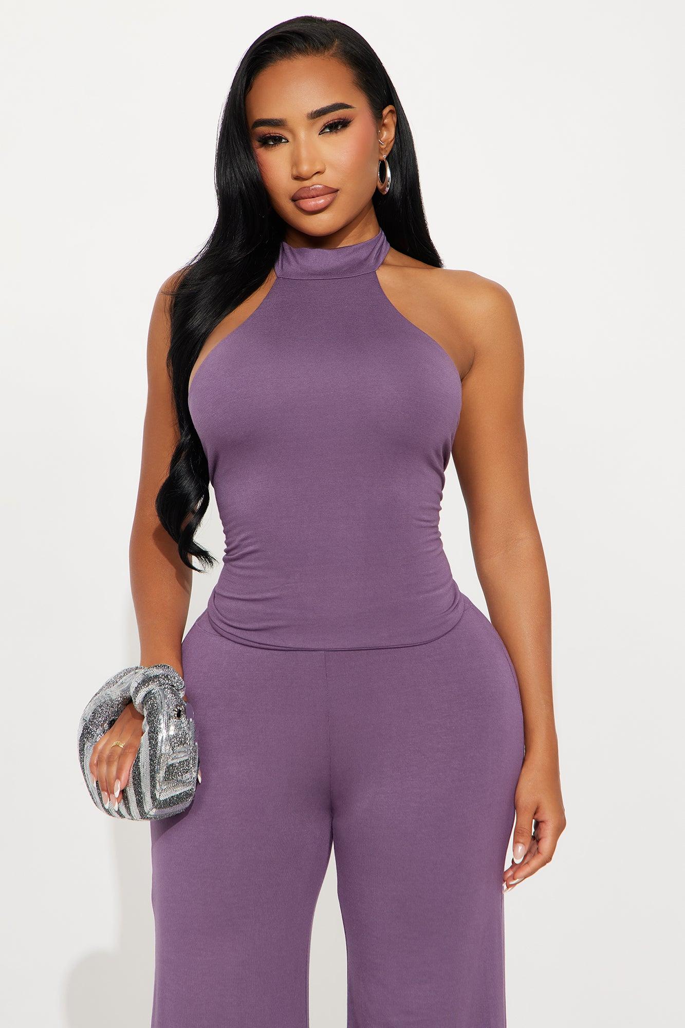 Dark Halo Halter Pant Set - Purple Female Product Image