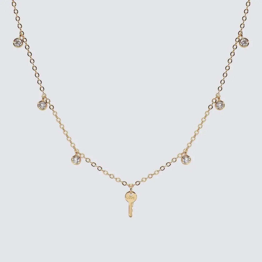 Crystal Droplet + Mini Key Necklace Product Image