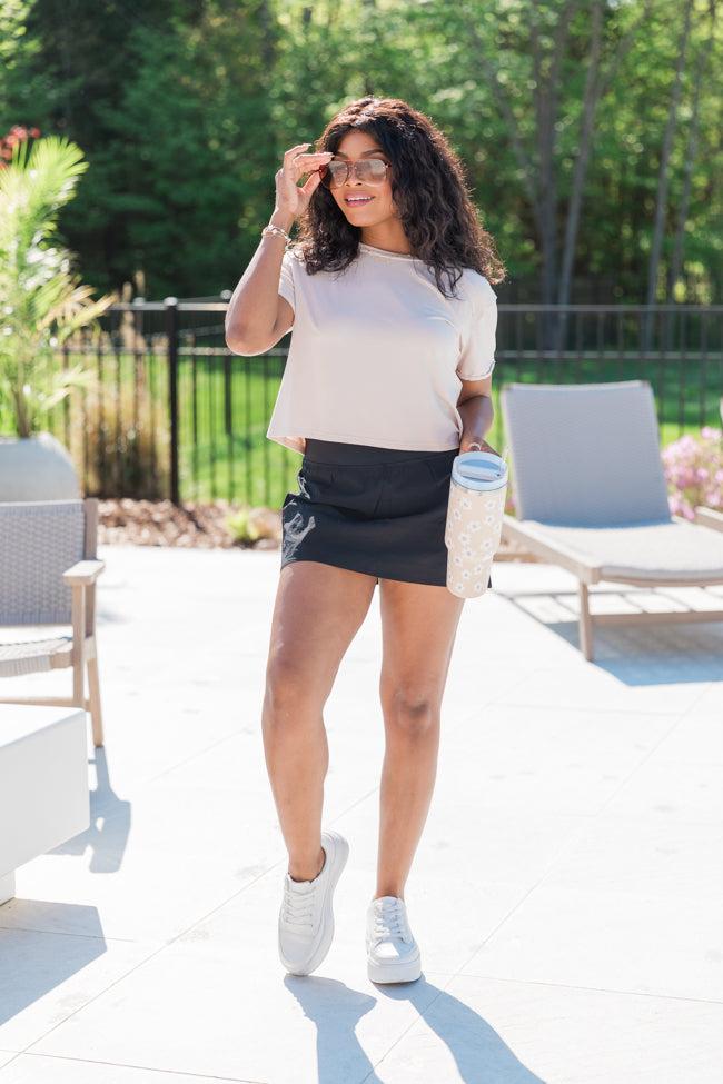 One Step Ahead Taupe Cropped Tee FINAL SALE Product Image