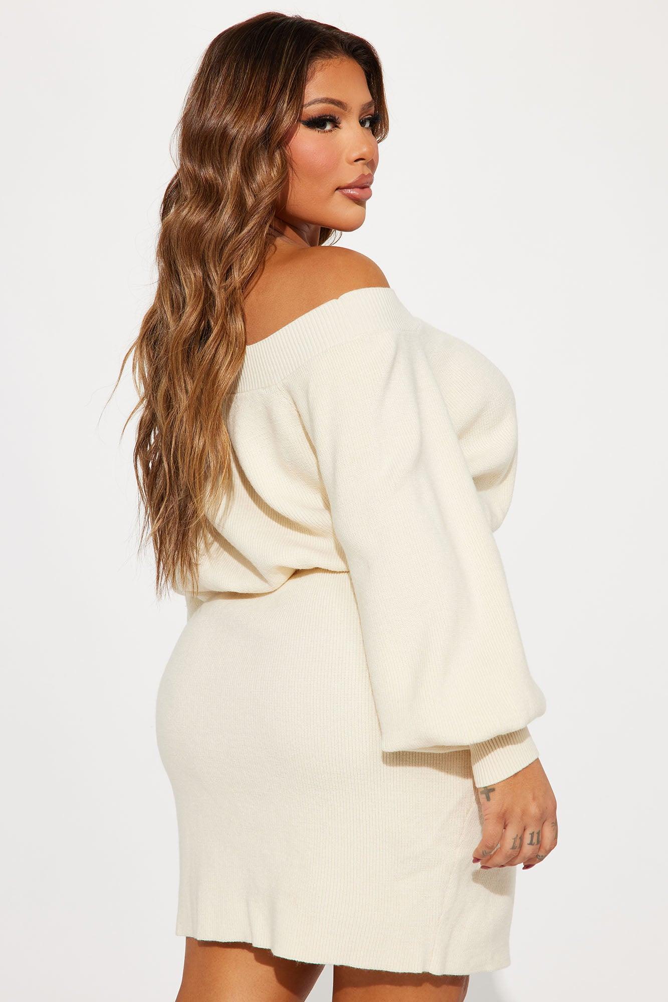Elated Off The Shoulder Mini Dress - Cream Product Image