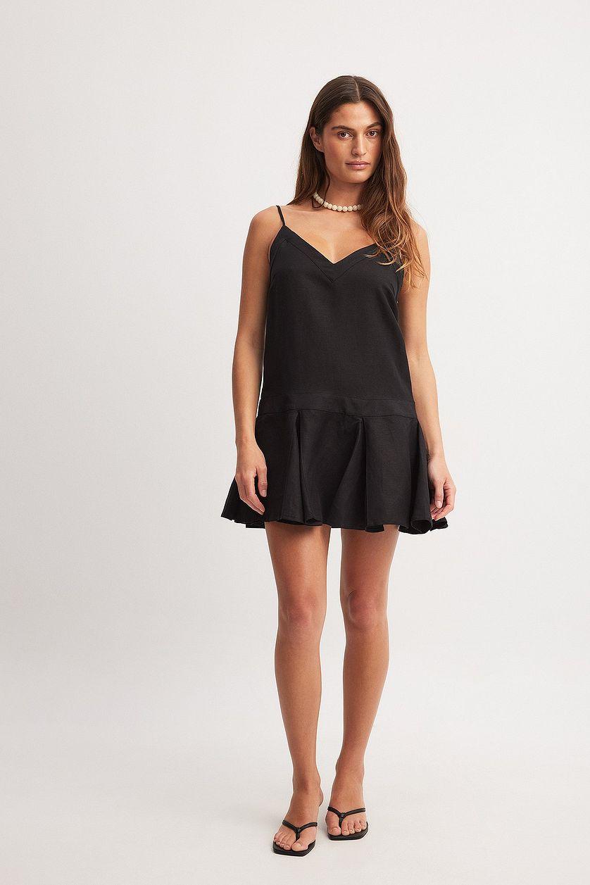 Linen Blend V-neck Mini Dress Product Image