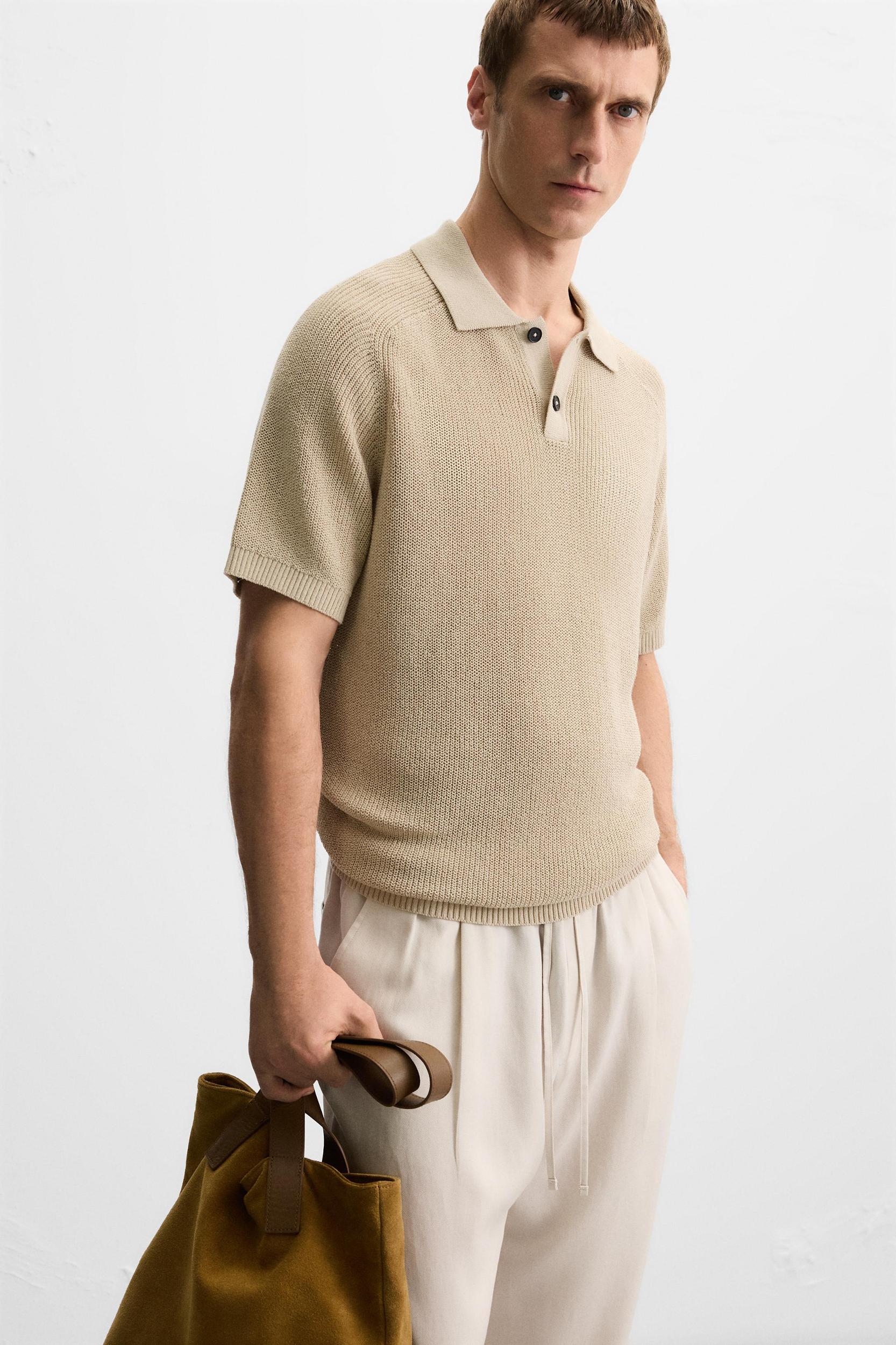 TEXTURED KNIT POLO SHIRT Product Image