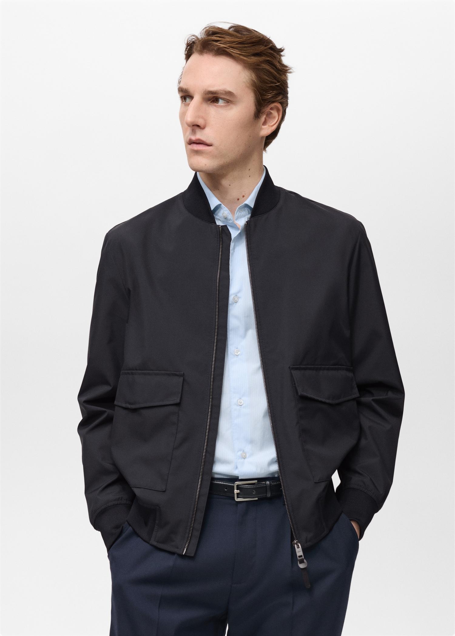 Water-repellent bomber jacket with pockets - Men | MANGO USA Product Image