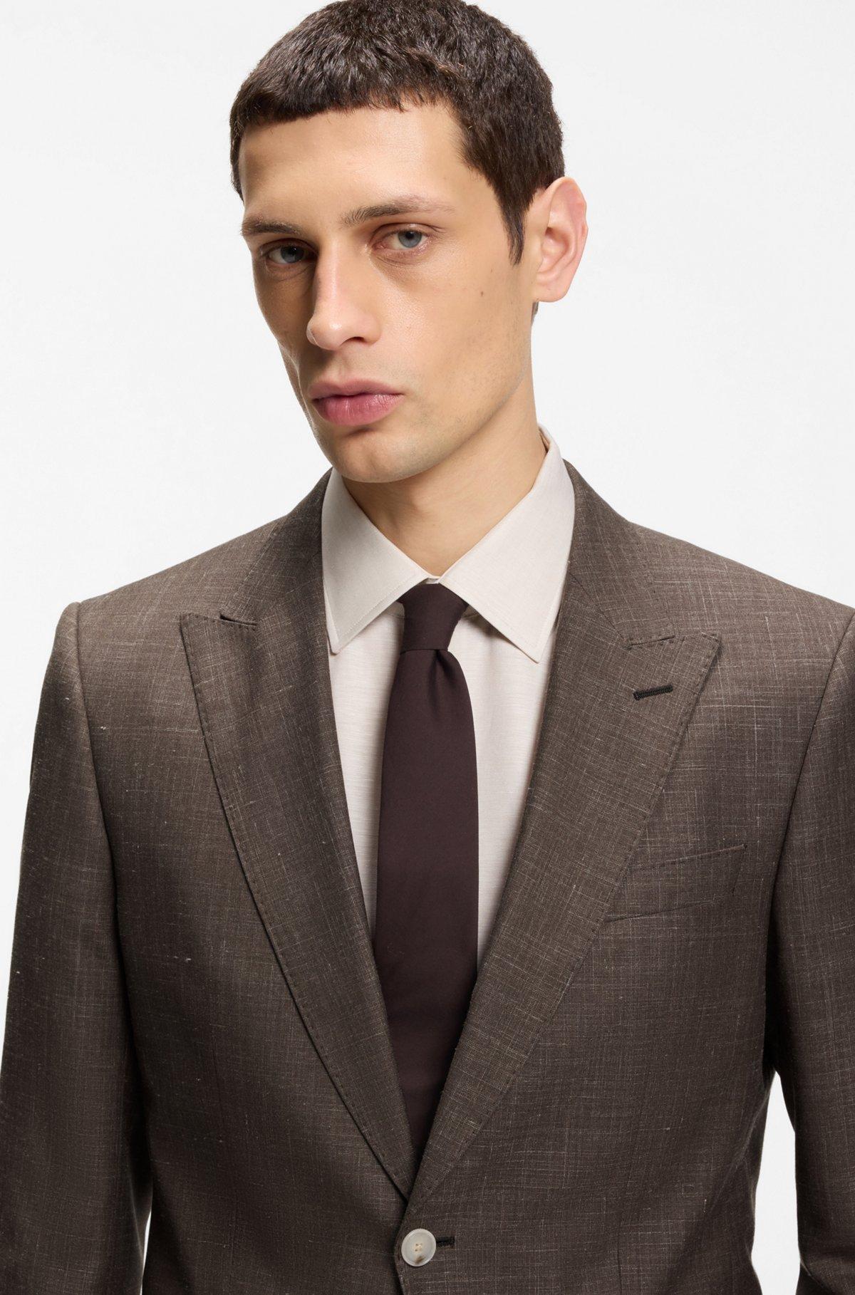 Slim-fit jacket in virgin wool, silk and linen Product Image