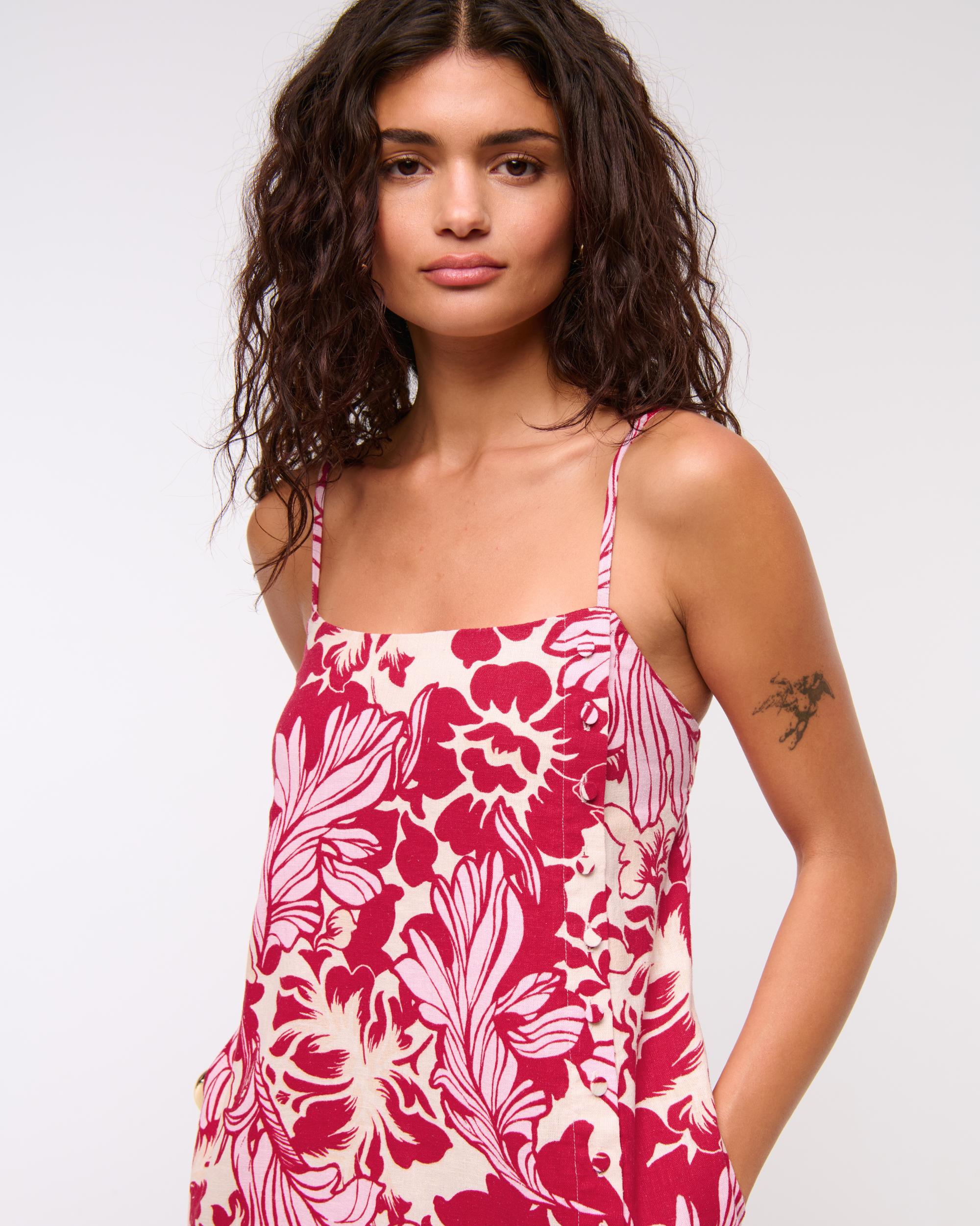 Linen-Blend Button Skort Product Image