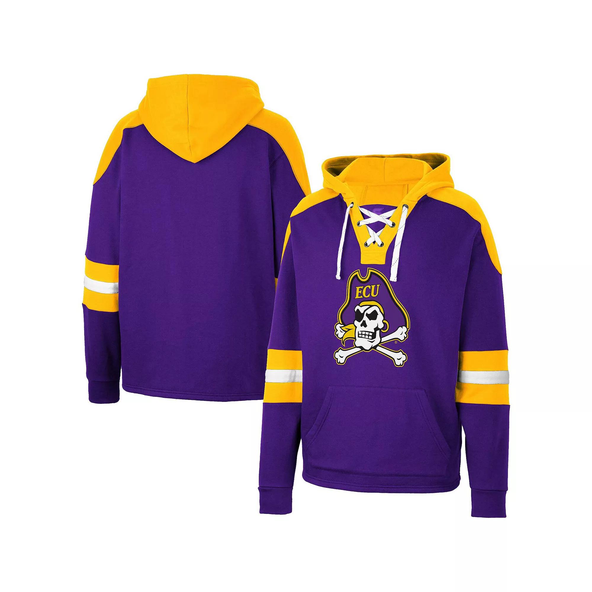 Men's Colosseum Purple ECU Pirates Lace-Up 4.0 Pullover Hoodie, Size: Medium, Ecu Purple Product Image