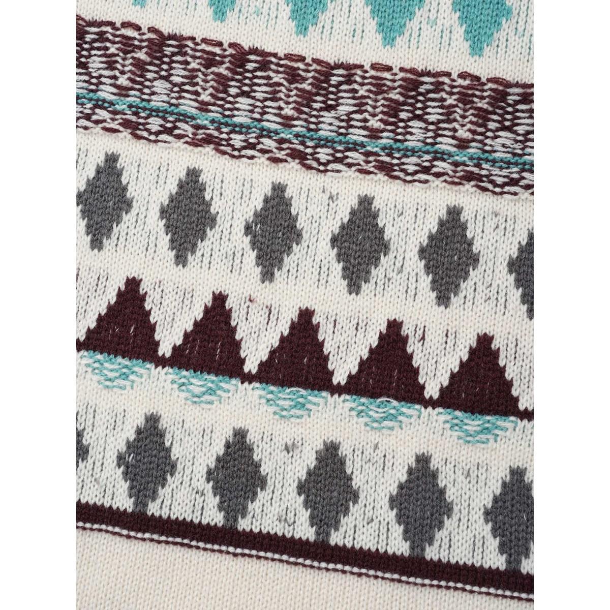 Plus Size Color-Collision Textured Knit Pullover Ivory Women Casual Loose Long Sleeve Everyday Cardigans BloomChic 18-20/2X Product Image