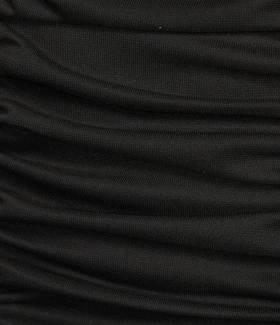 Morgan & Co. Sleeveless V-Neck Lace Bodice Rouched Matte Chiffon Skirt Dress Product Image